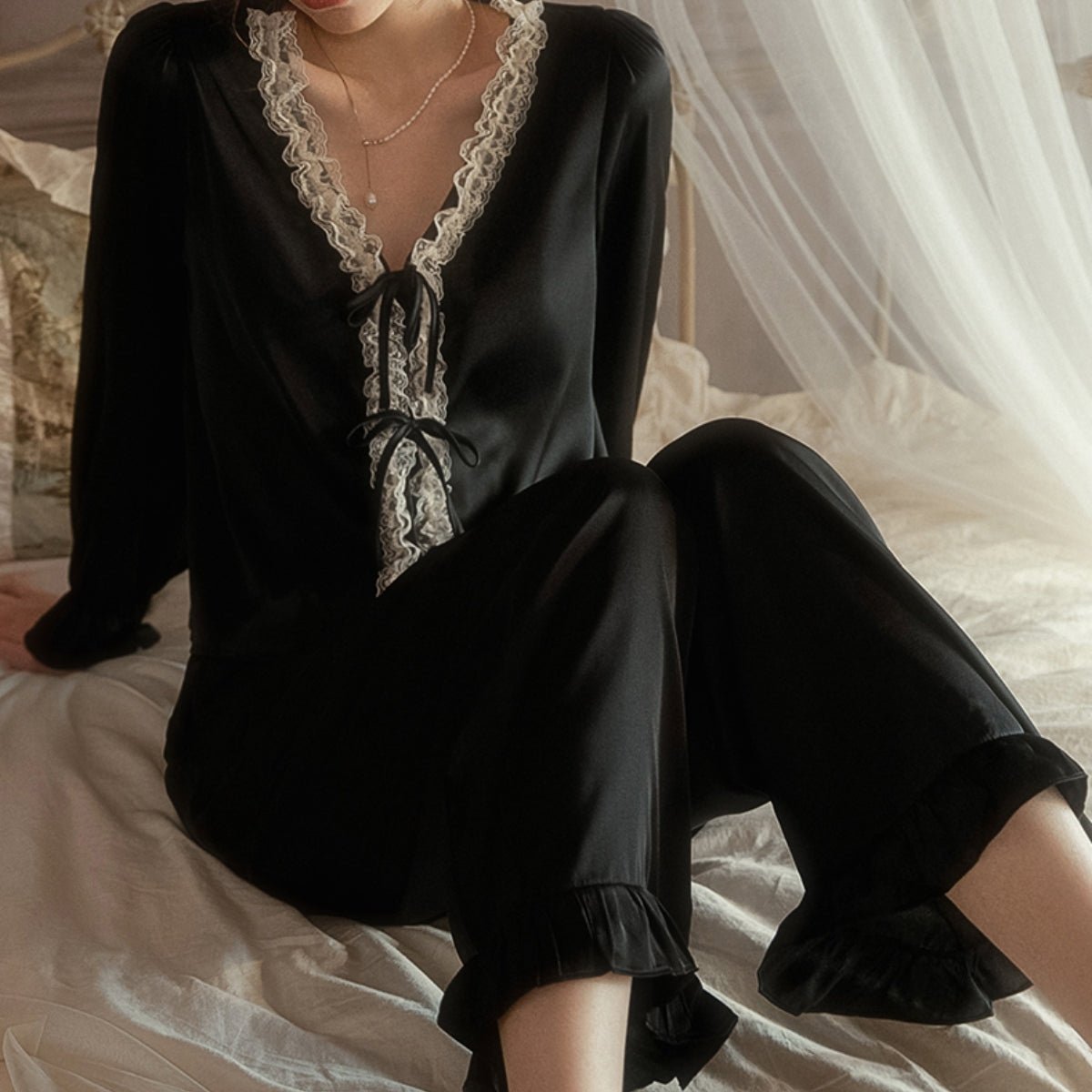 Aleida long sleeve satin PJ set LOVEFREYA Small L pink Intimates