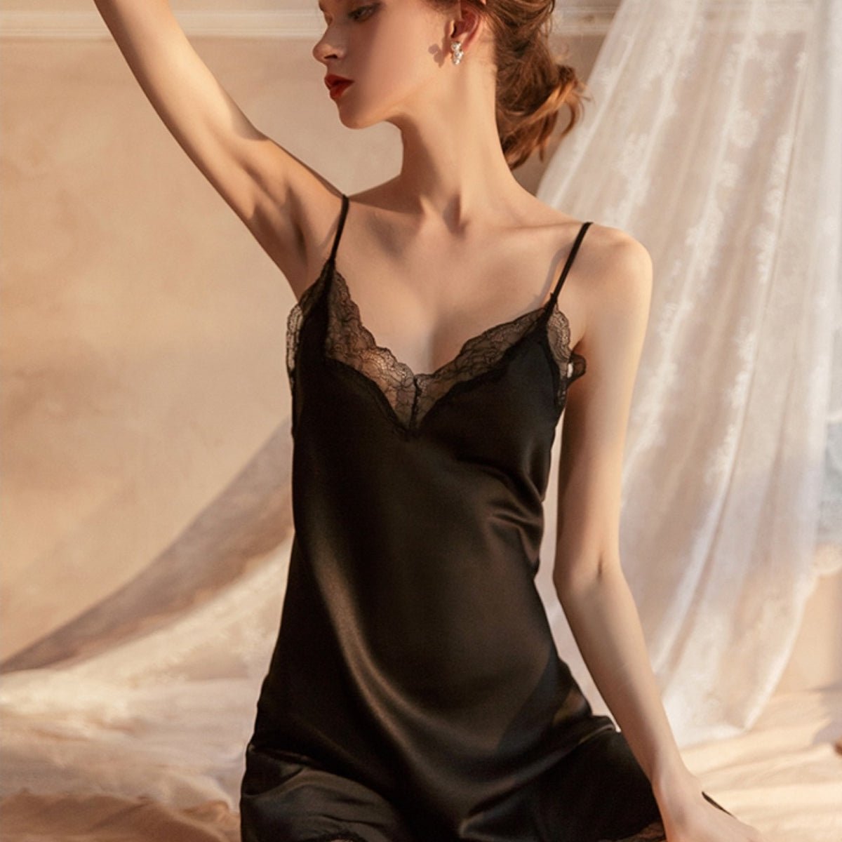 Alisha satin slip LOVEFREYA Small Black Intimates