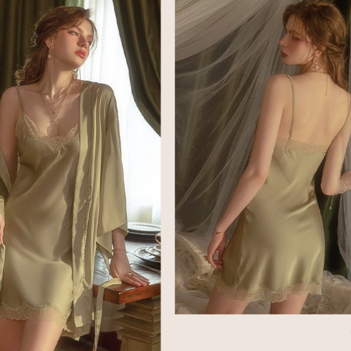 Alisha satin slip LOVEFREYA Small Greyish blue Intimates