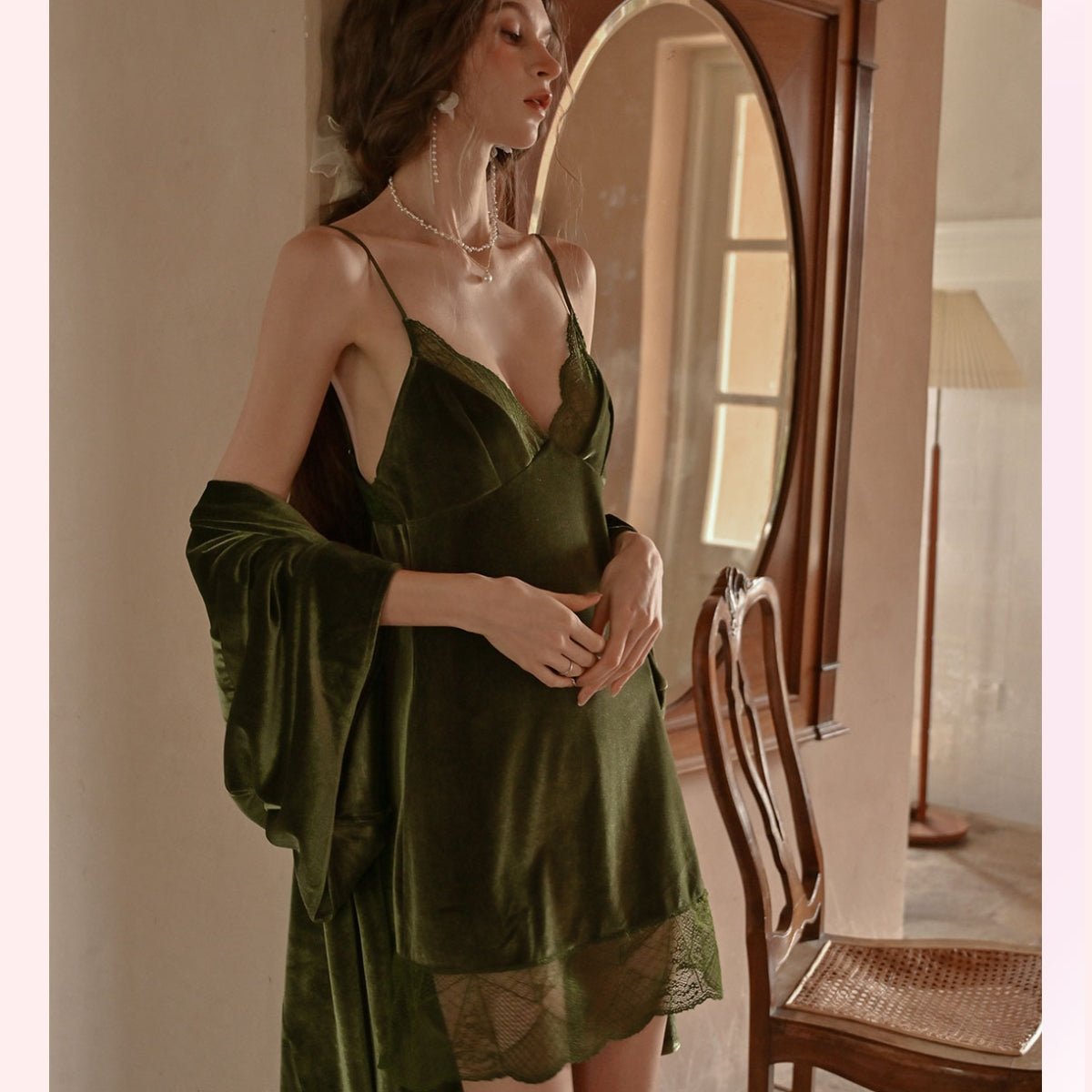 Allace velvet slip LOVEFREYA Small Dark green Intimates