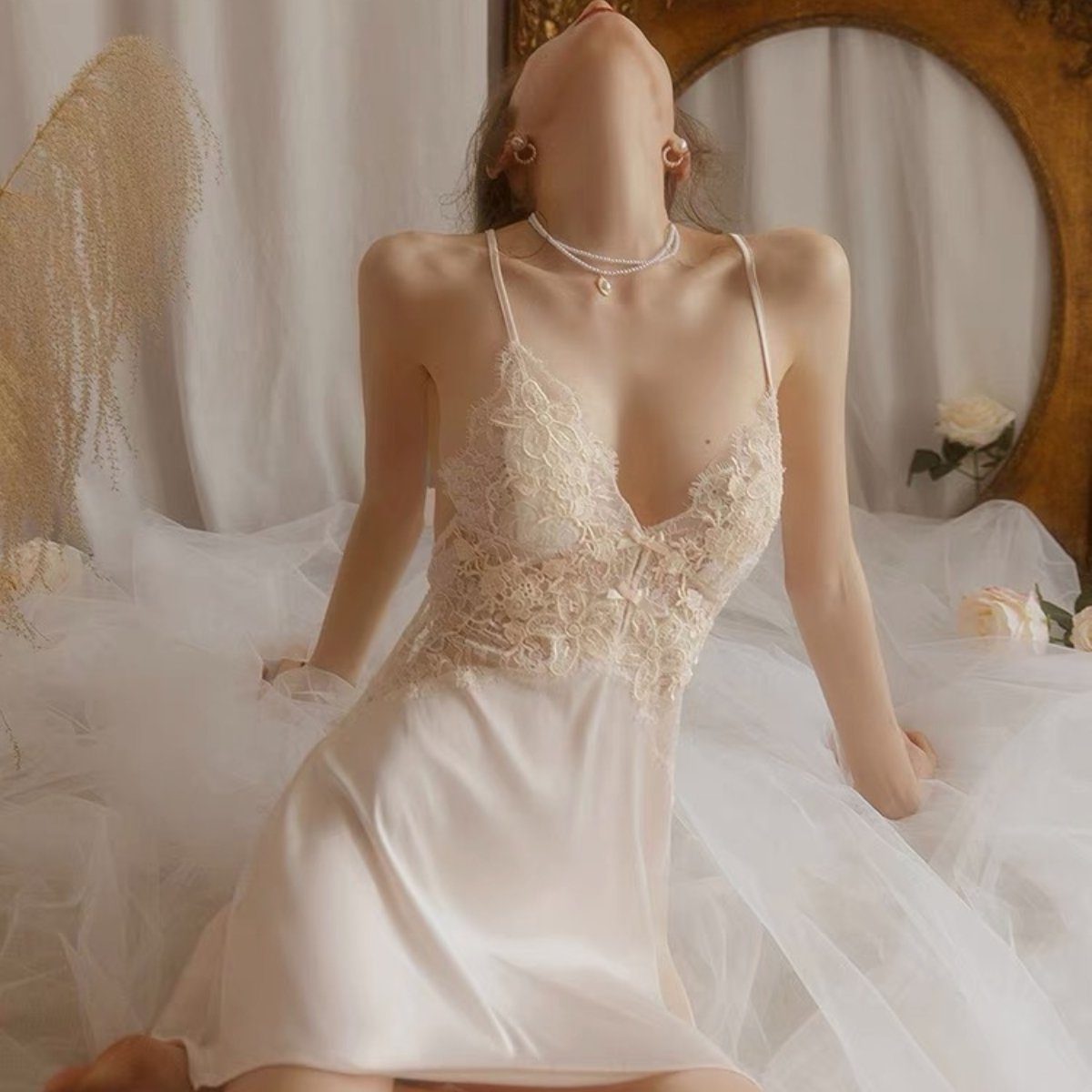 Amante lace and satin slip LOVEFREYA Small L Pink Intimates