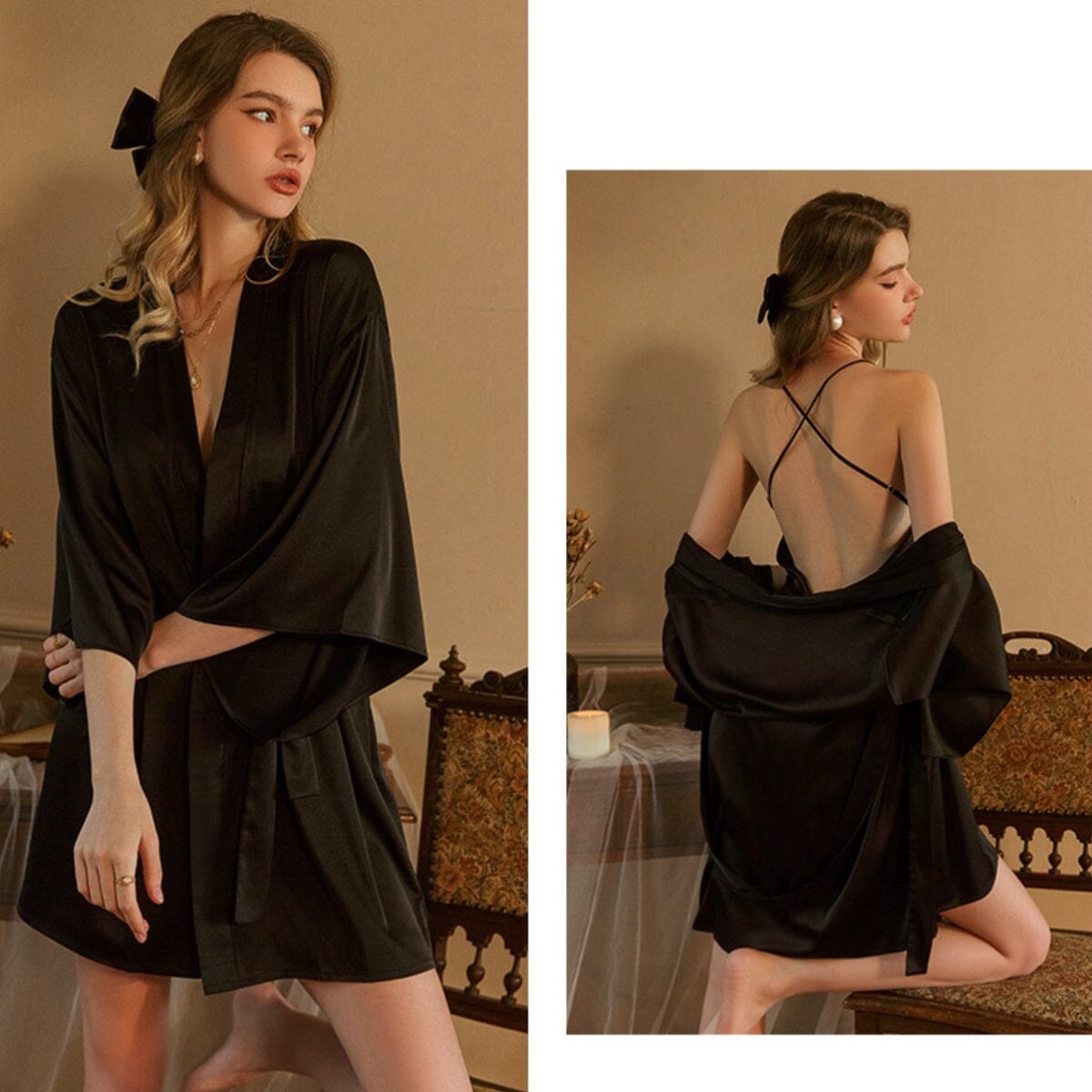 Arlo satin robe LOVEFREYA Free size Black Intimates