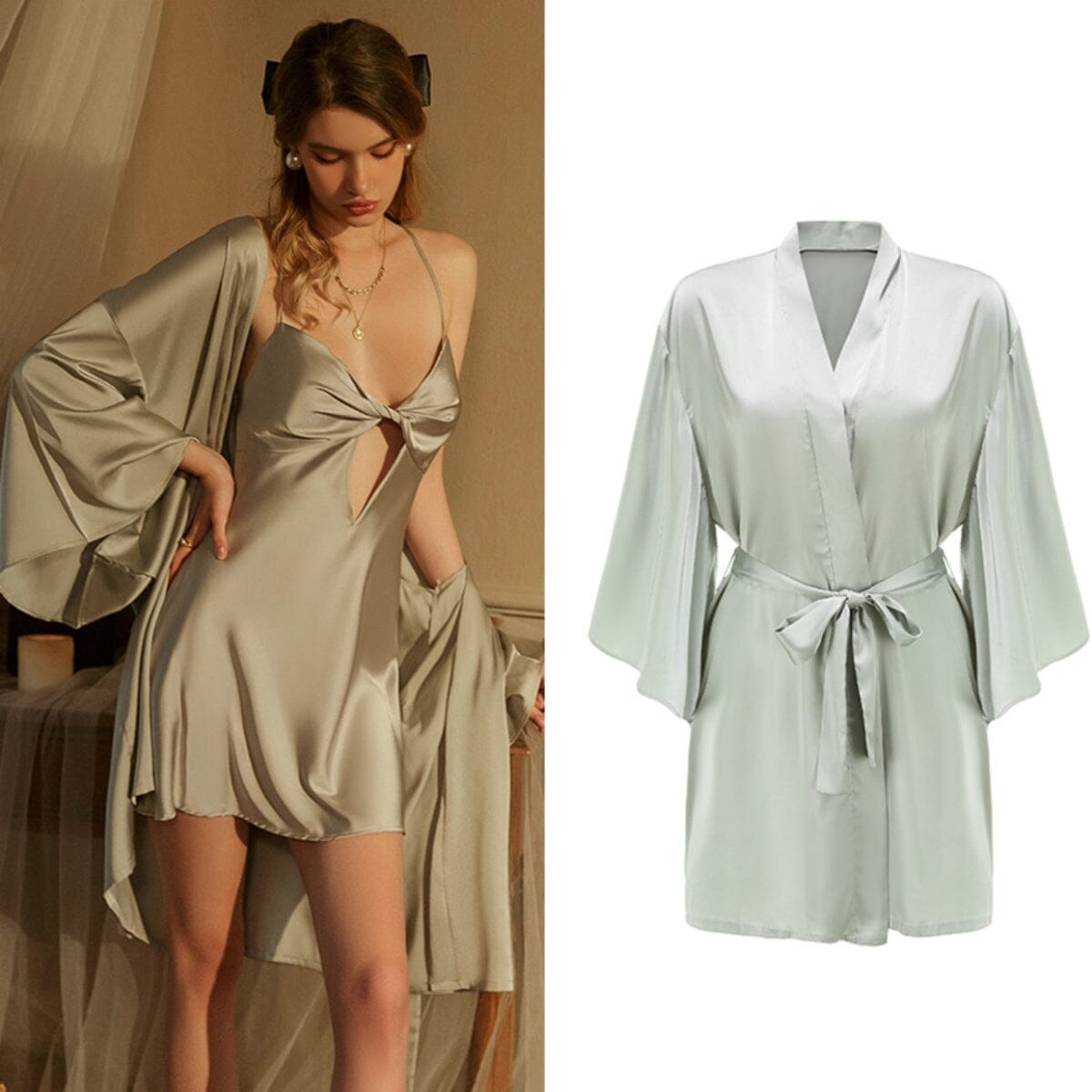 Arlo satin robe LOVEFREYA Free size Mint Intimates