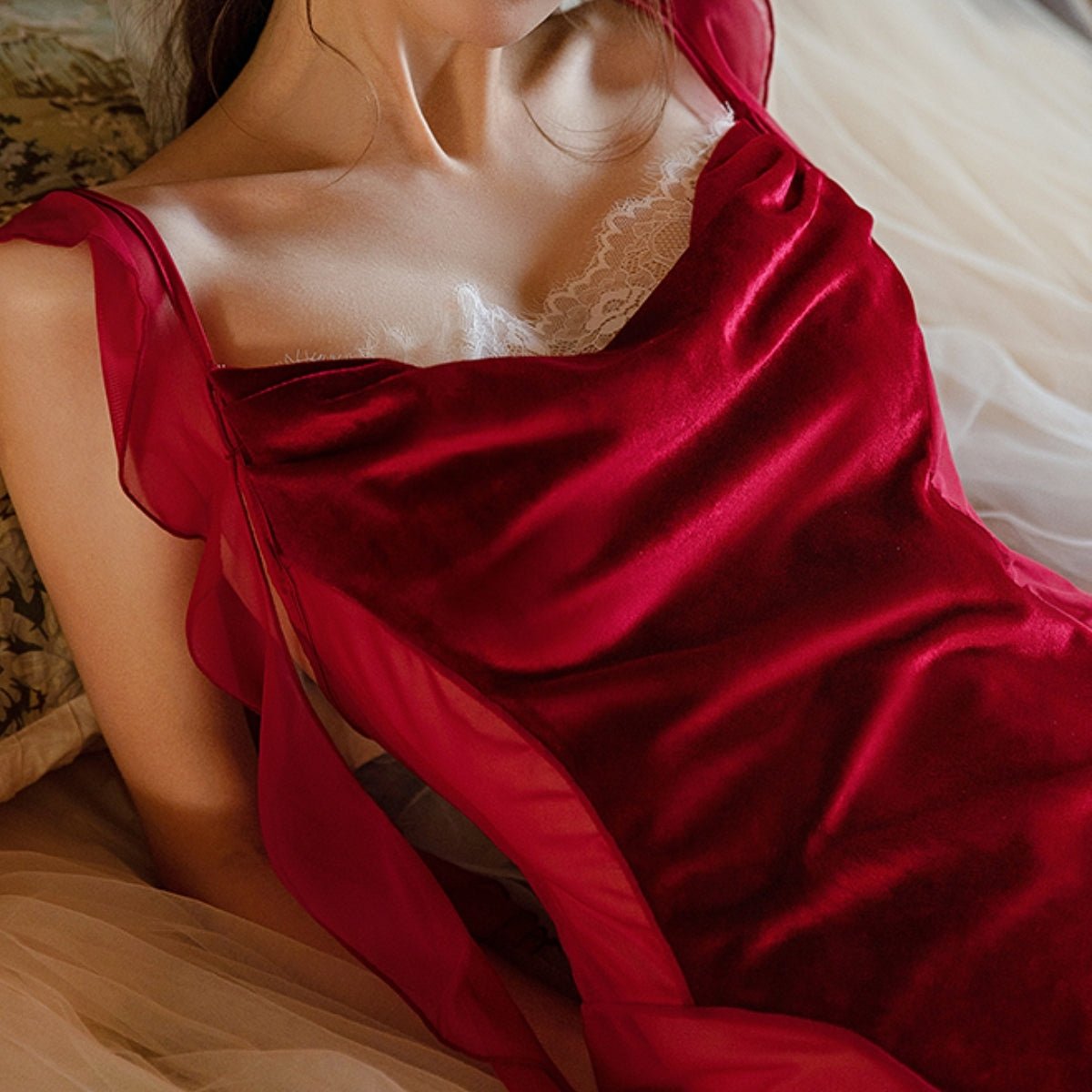 Beau velvet and mesh slip LOVEFREYA Small Black Intimates