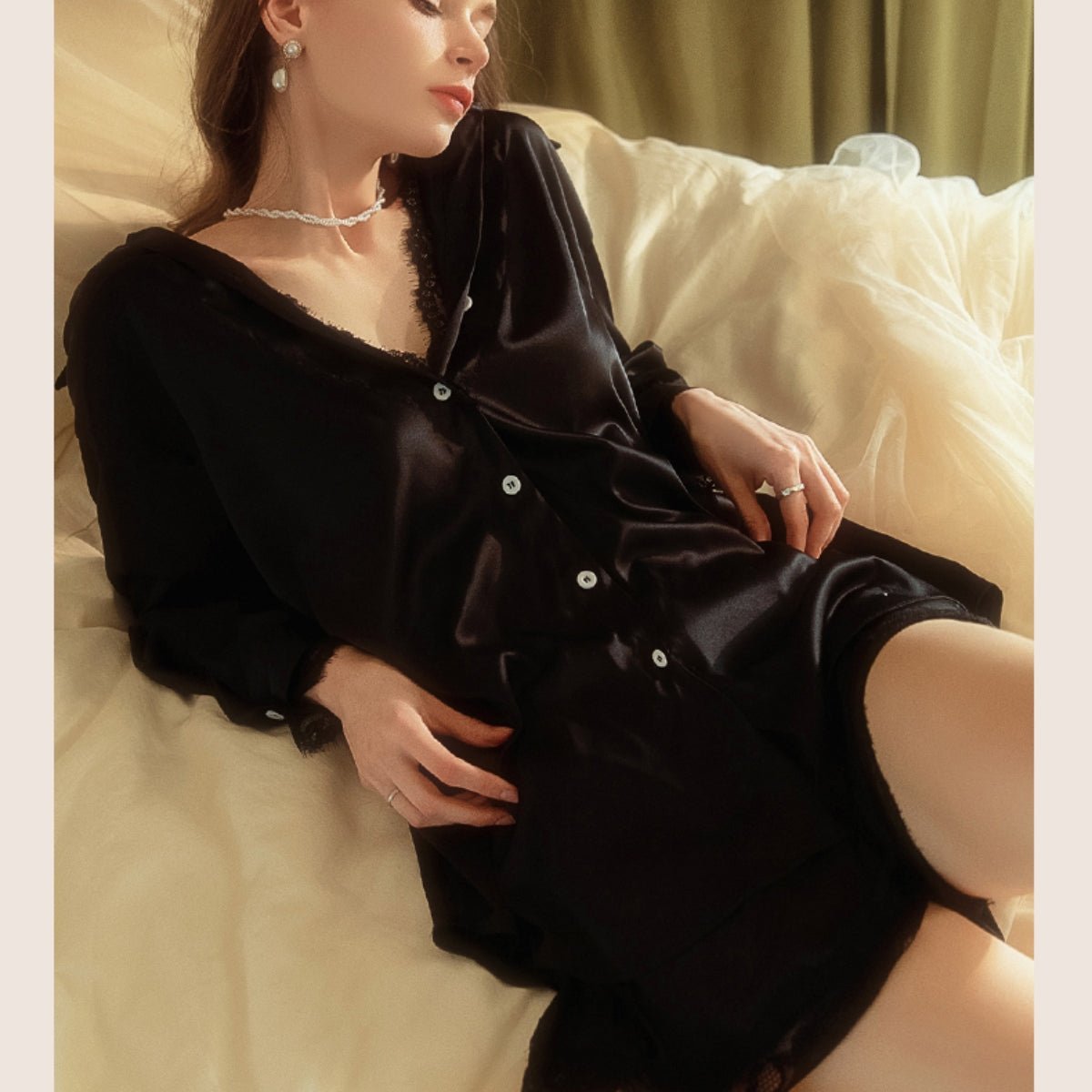 Becca boyfriend shirt lace and satin cami set LOVEFREYA Small White Intimates