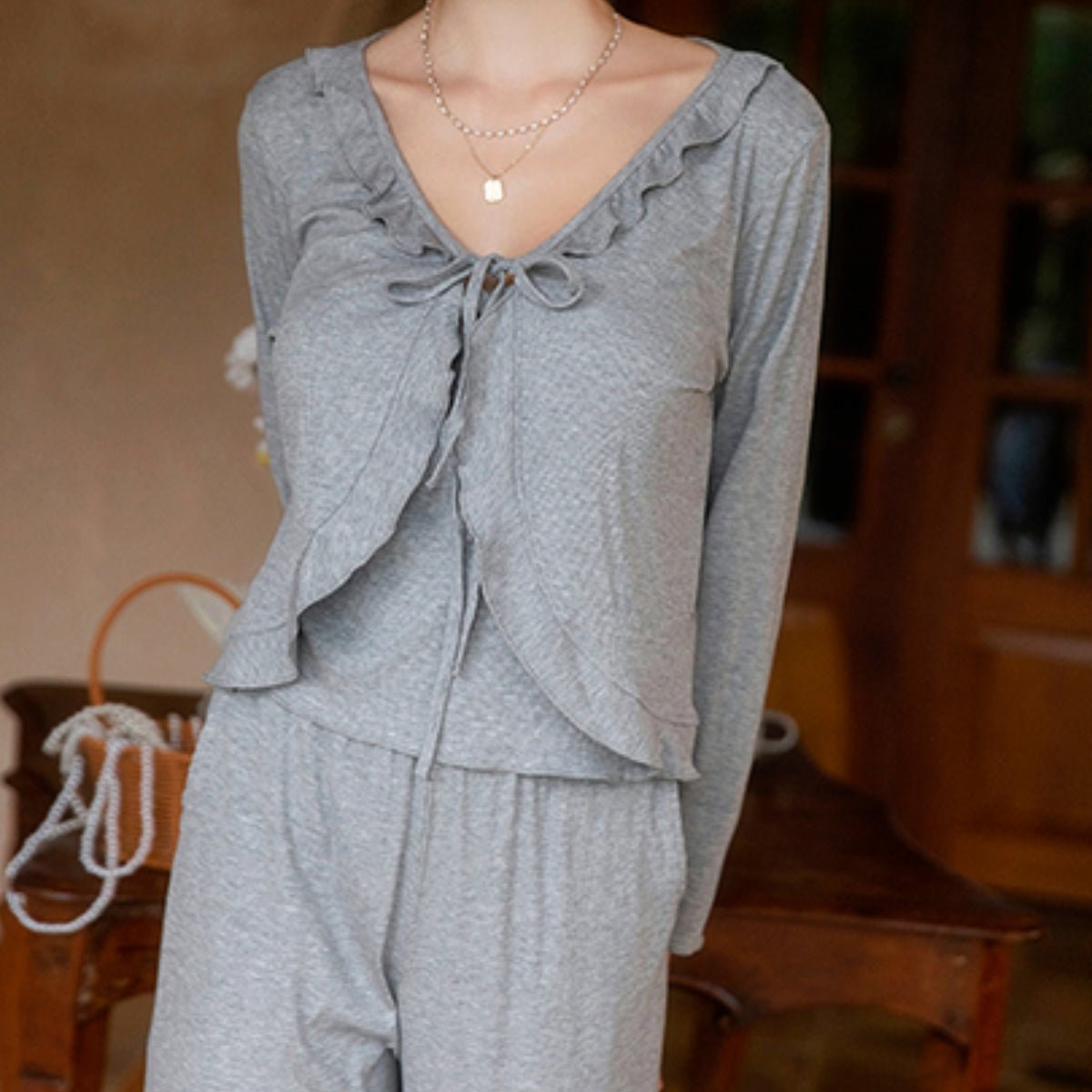 Bernie modal cotton cardigan PJ set LOVEFREYA Small Grey Intimates