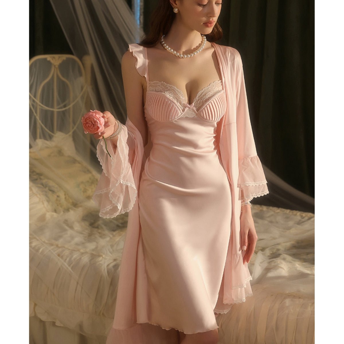 Brenna midi satin slip LOVEFREYA Small White Intimates