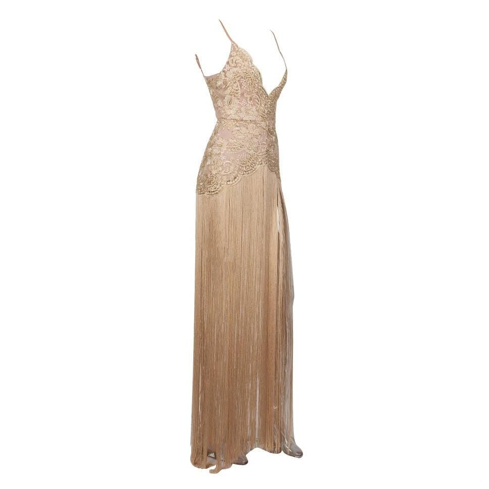 Cleopatra long fringe bandage gown LOVEFREYA XS Gold Dress