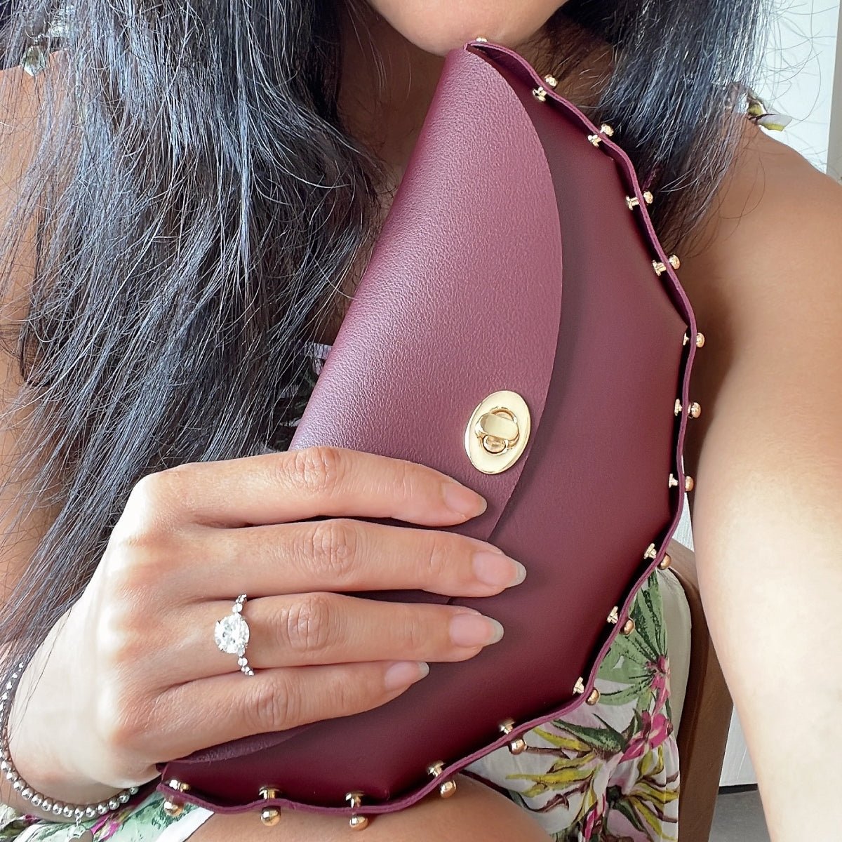 Clutch Luna LOVEFREYA Wine Gold Bags