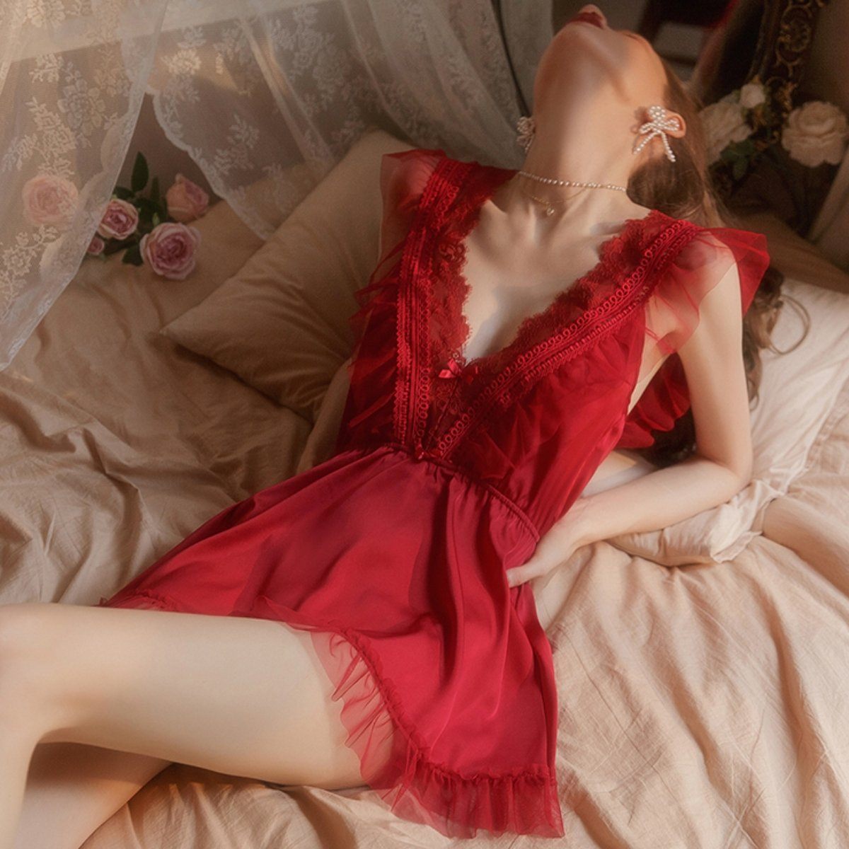 Corrin satin slip LOVEFREYA Small Red Intimates