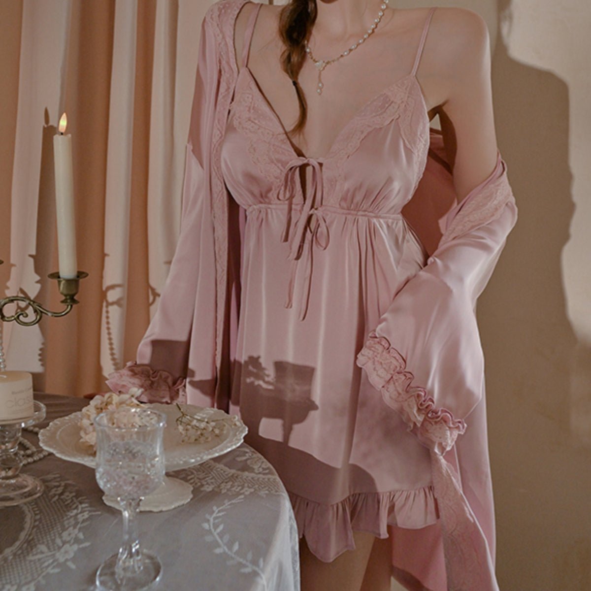 Coveny satin robe LOVEFREYA Free size Pink Intimates