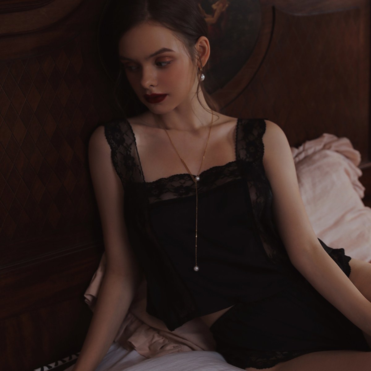 Kalina satin cami set LOVEFREYA Free size Black Intimates