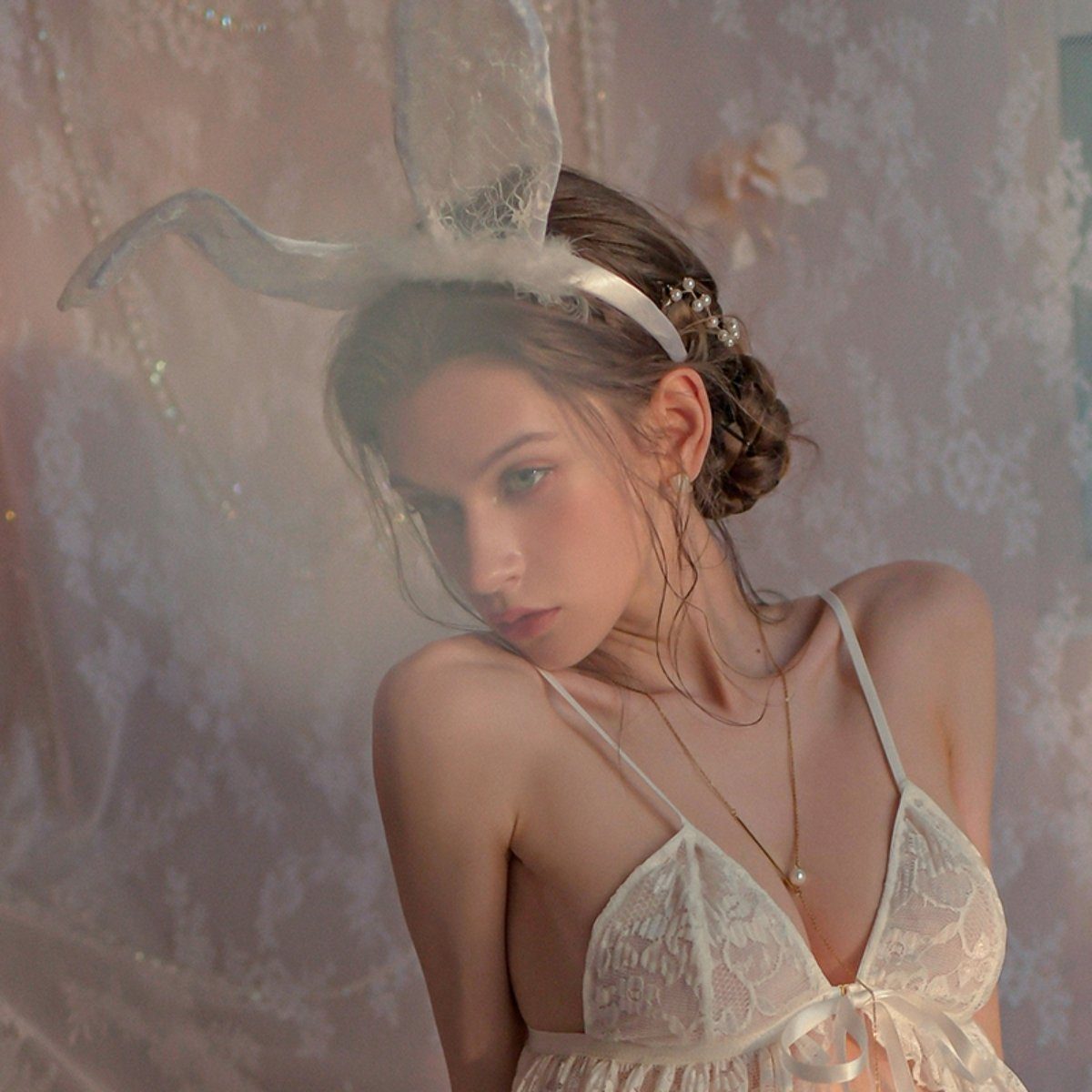 Lace bunny ears headband LOVEFREYA Free size Black Accessories