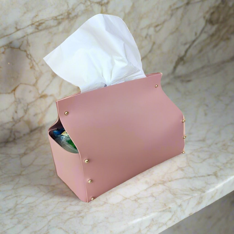 Leather Tissue Box LOVEFREYA Pink Gold 