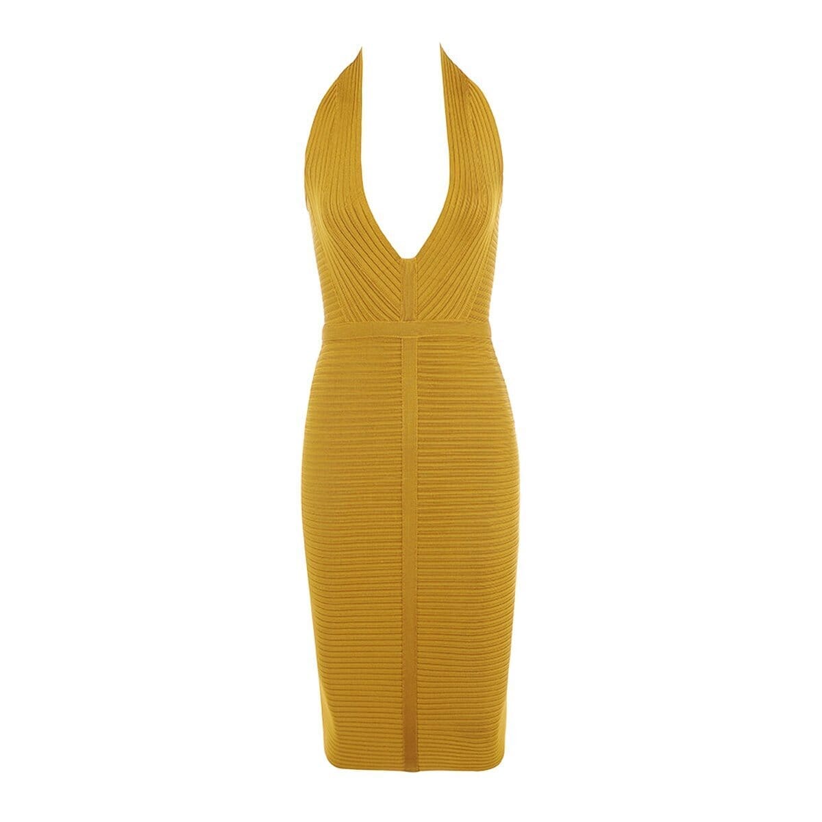 Lenny halter bandage LOVEFREYA XS Mustard Dress