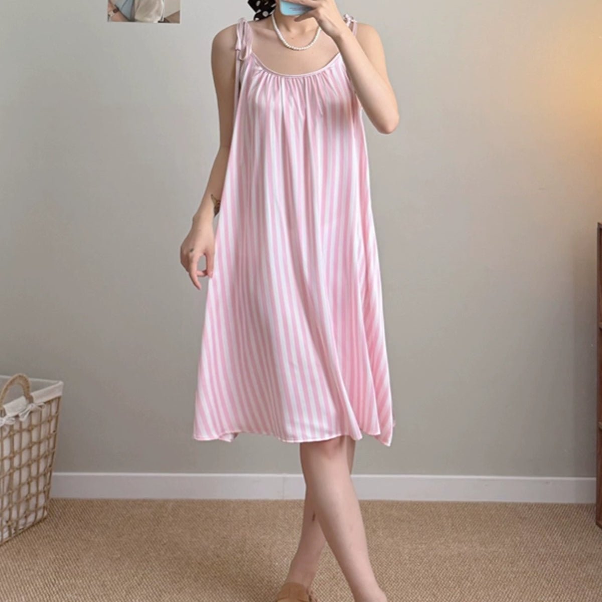 Lorrin midi satin slip LOVEFREYA Small Pink Intimates