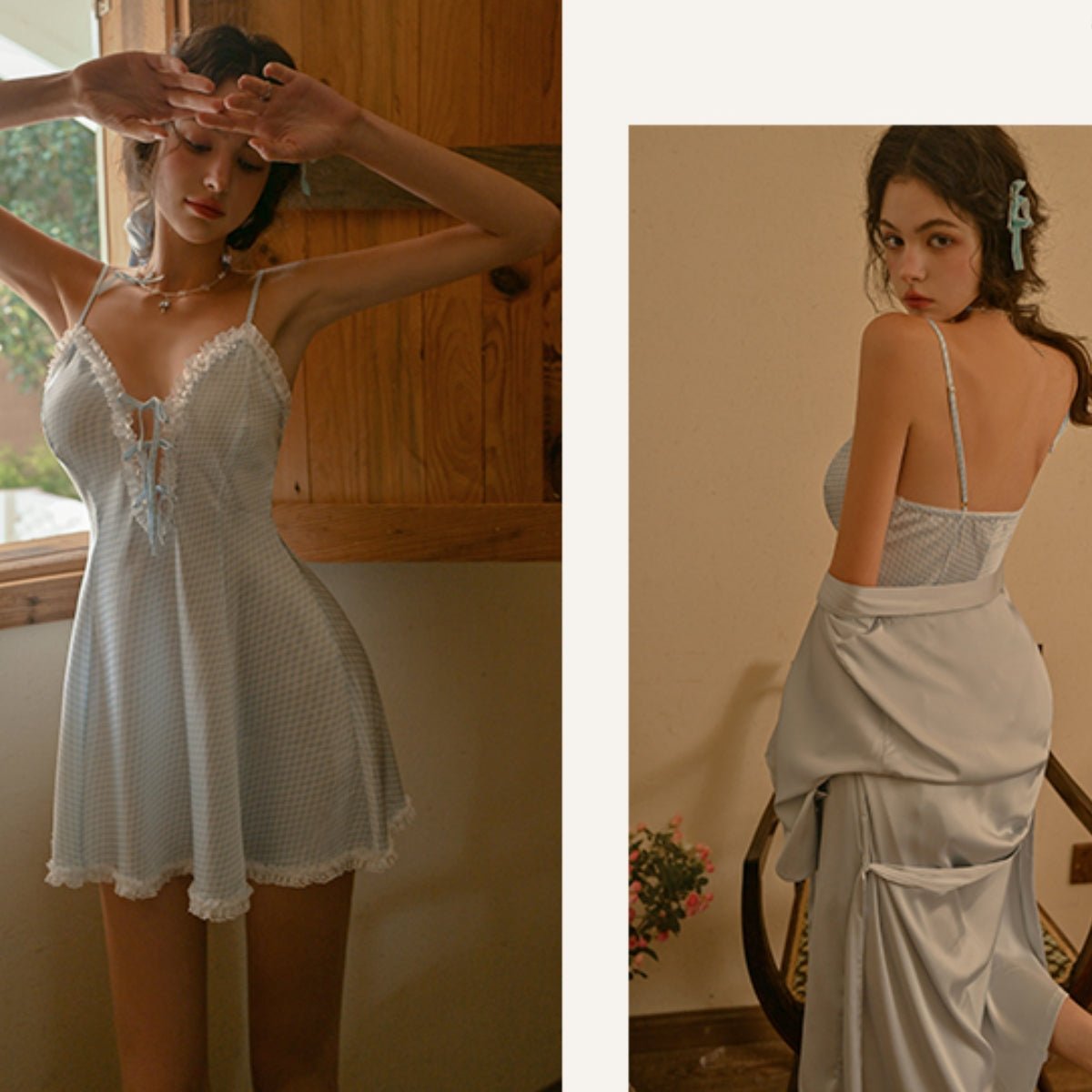 Nat satin slip LOVEFREYA Small L blue Intimates