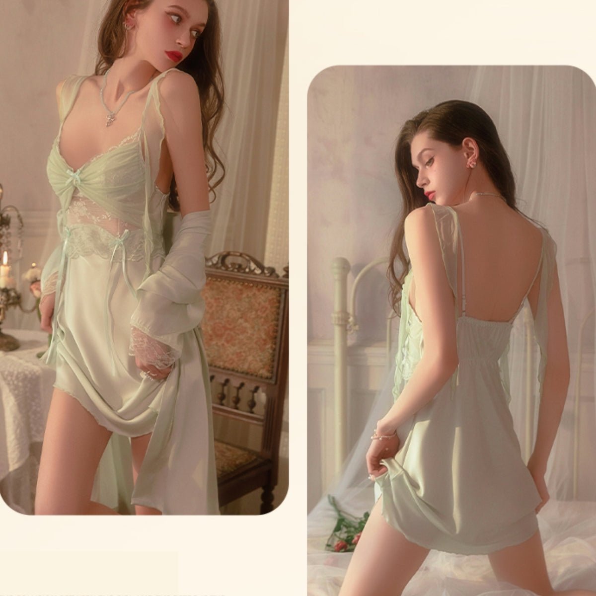 Nori mesh and satin slip LOVEFREYA Small Mint Intimates