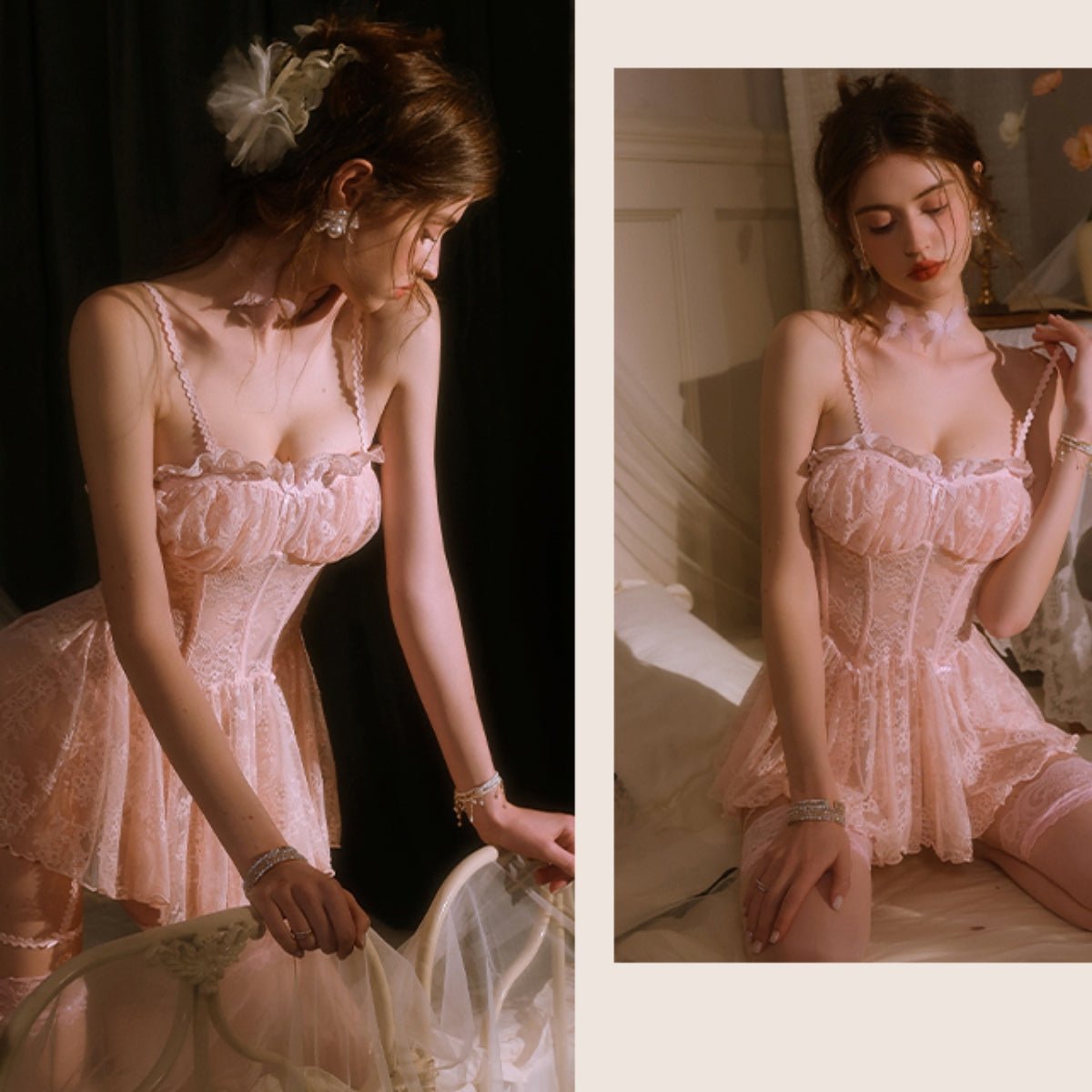 Perry lace slip set LOVEFREYA Small Black Intimates