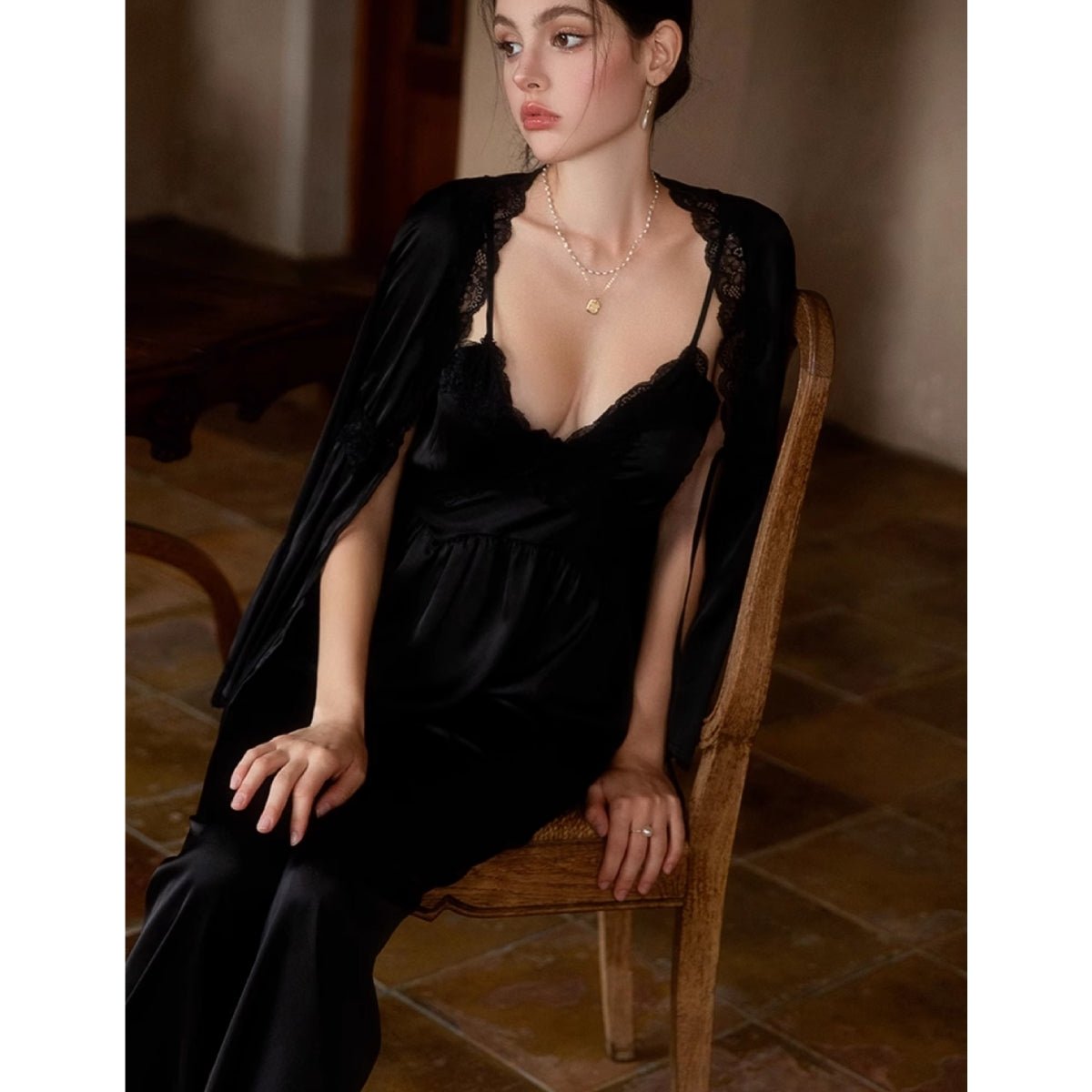 Remmie satin cardigan pj set LOVEFREYA Small Cream yellow Intimates