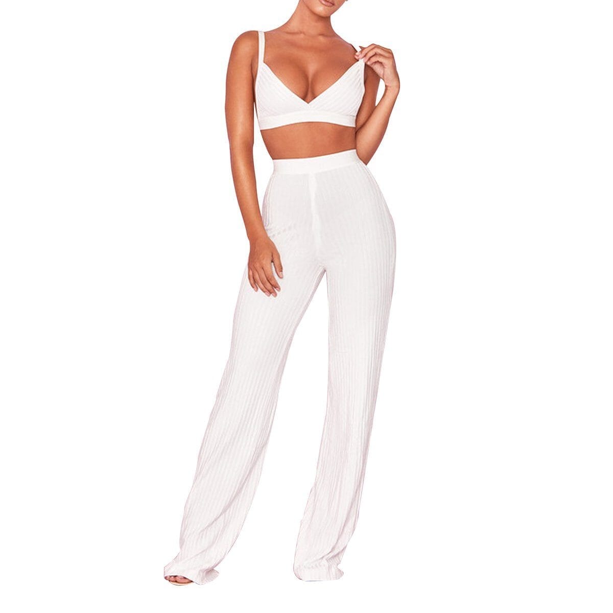 Ribbed 2 piece bandage LOVEFREYA XS White Jumpsuit