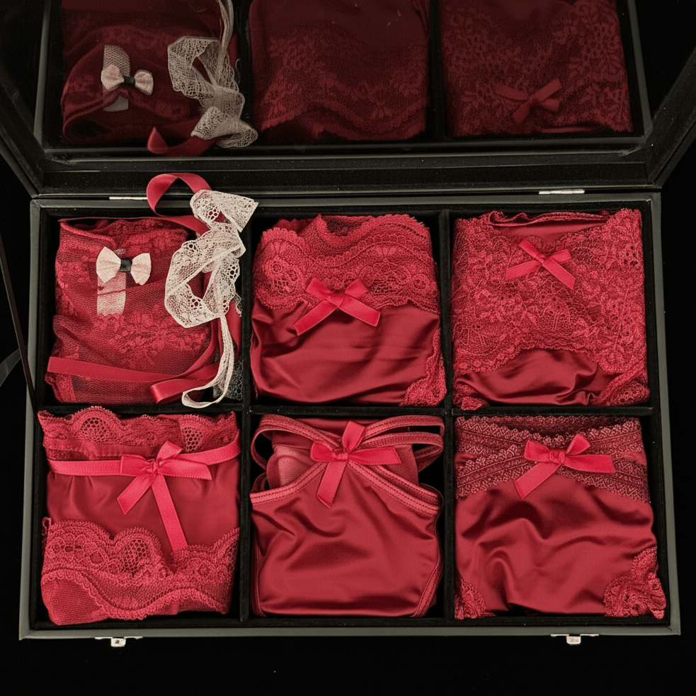 Romantic 6 panties gift box set LOVEFREYA Med Red Panties