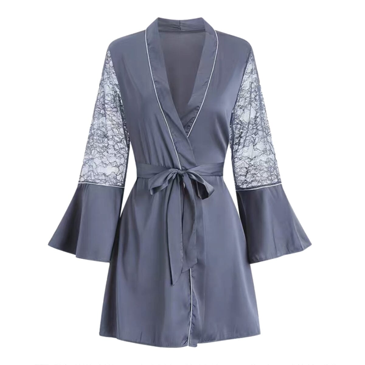 Romina lace and satin robe Intimates LOVEFREYA Free size Greyish blue 