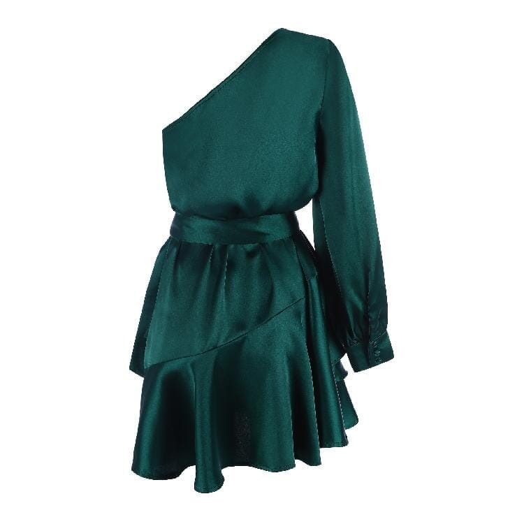 Satin tiered toga LOVEFREYA XS Green Dress