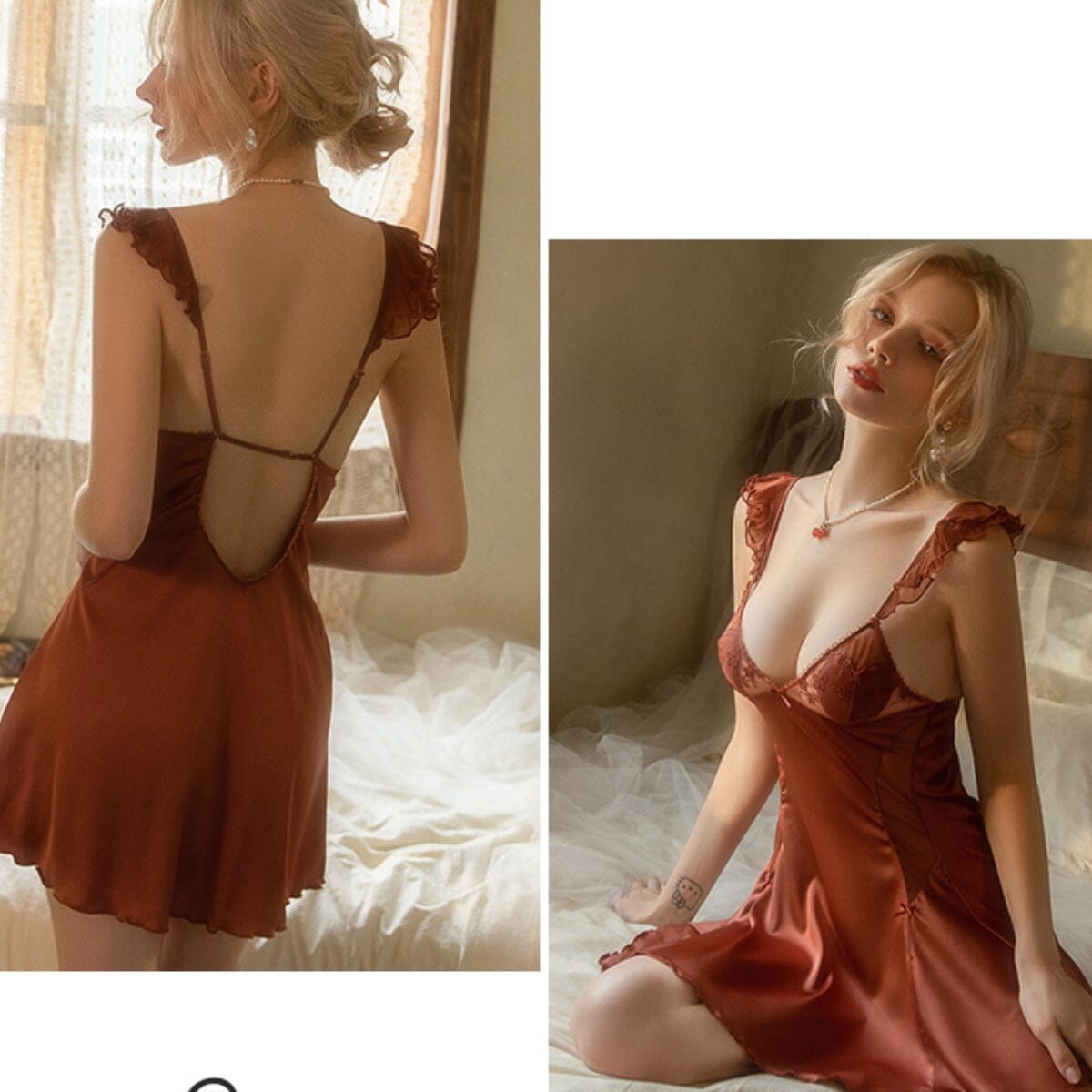 Tinna satin slip LOVEFREYA Small White Intimates