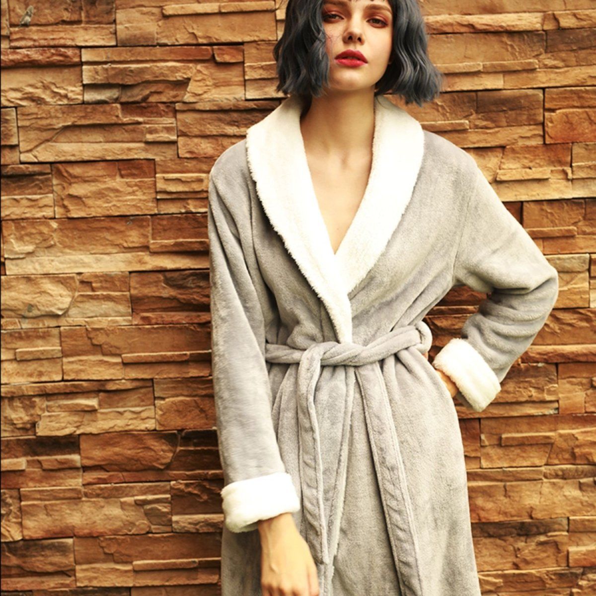 Wynter fleece robe LOVEFREYA Small Navy blue Intimates