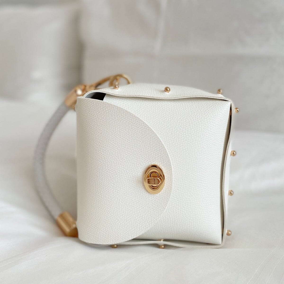 Candy box top handle bag Bags LOVEFREYA White Gold 
