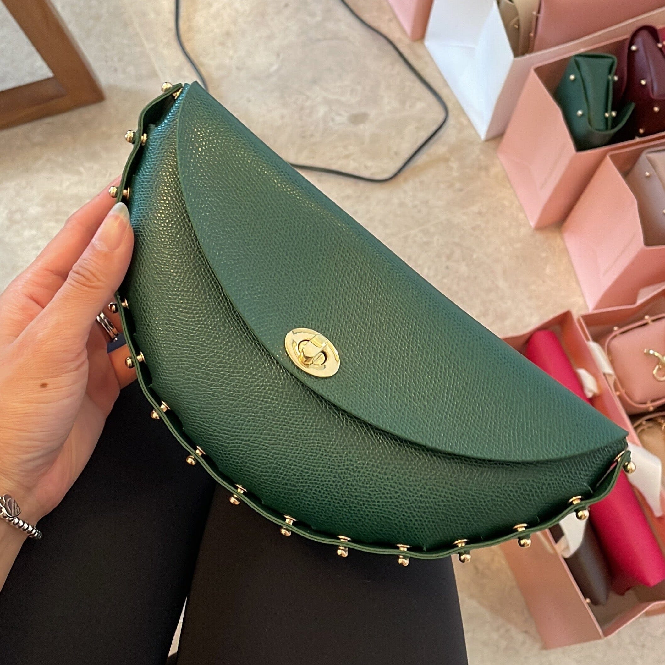 Clutch Petite Luna Accessories LOVEFREYA Emerald green Gold 