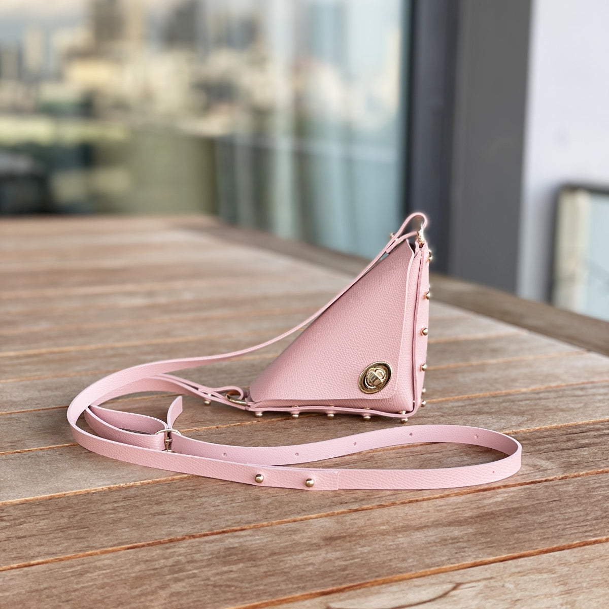Petite triangle crossbody bag Accessories LOVEFREYA Pink Gold 