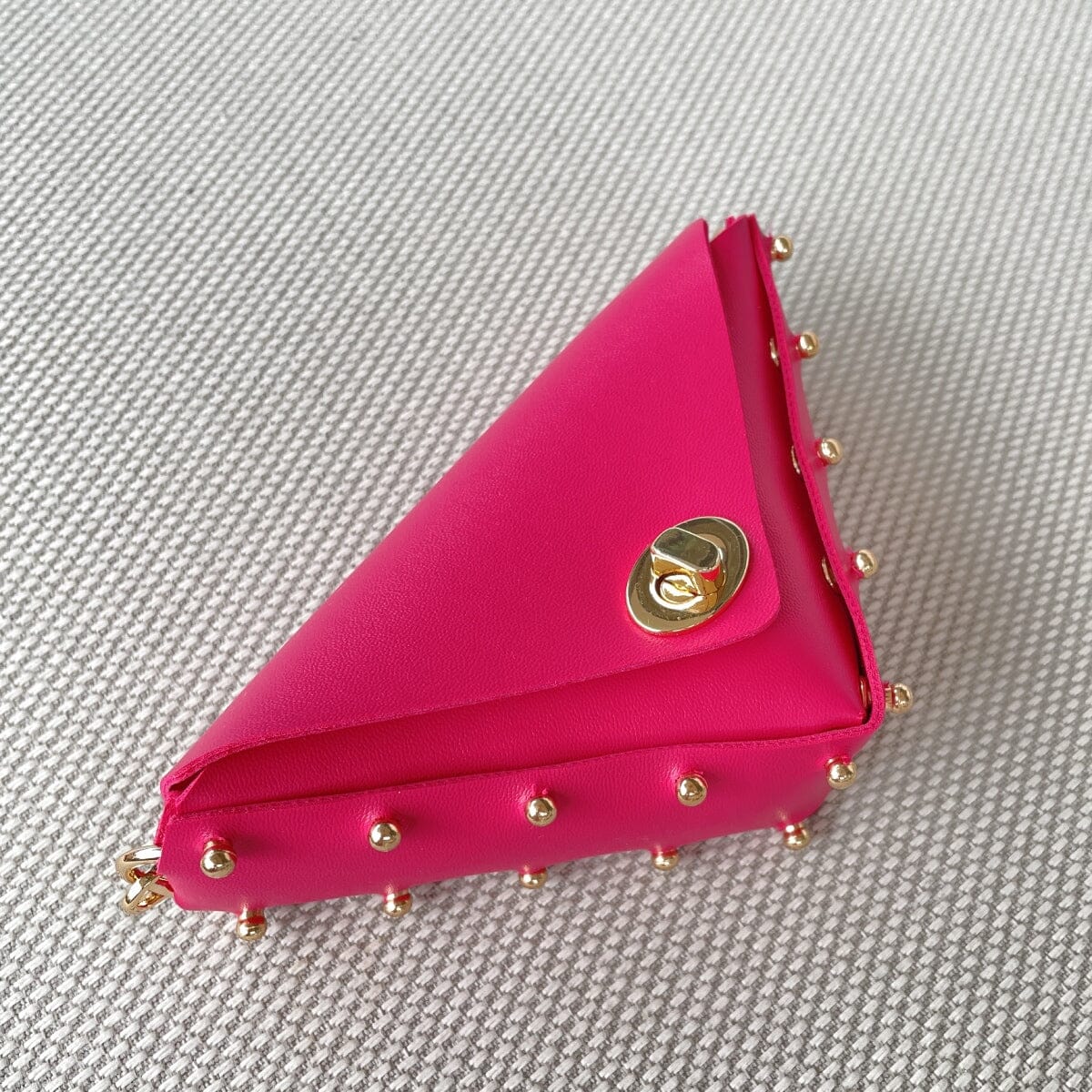 Petite triangle crossbody bag and golf ball waist pouch Bags LOVEFREYA Hot pink Gold 