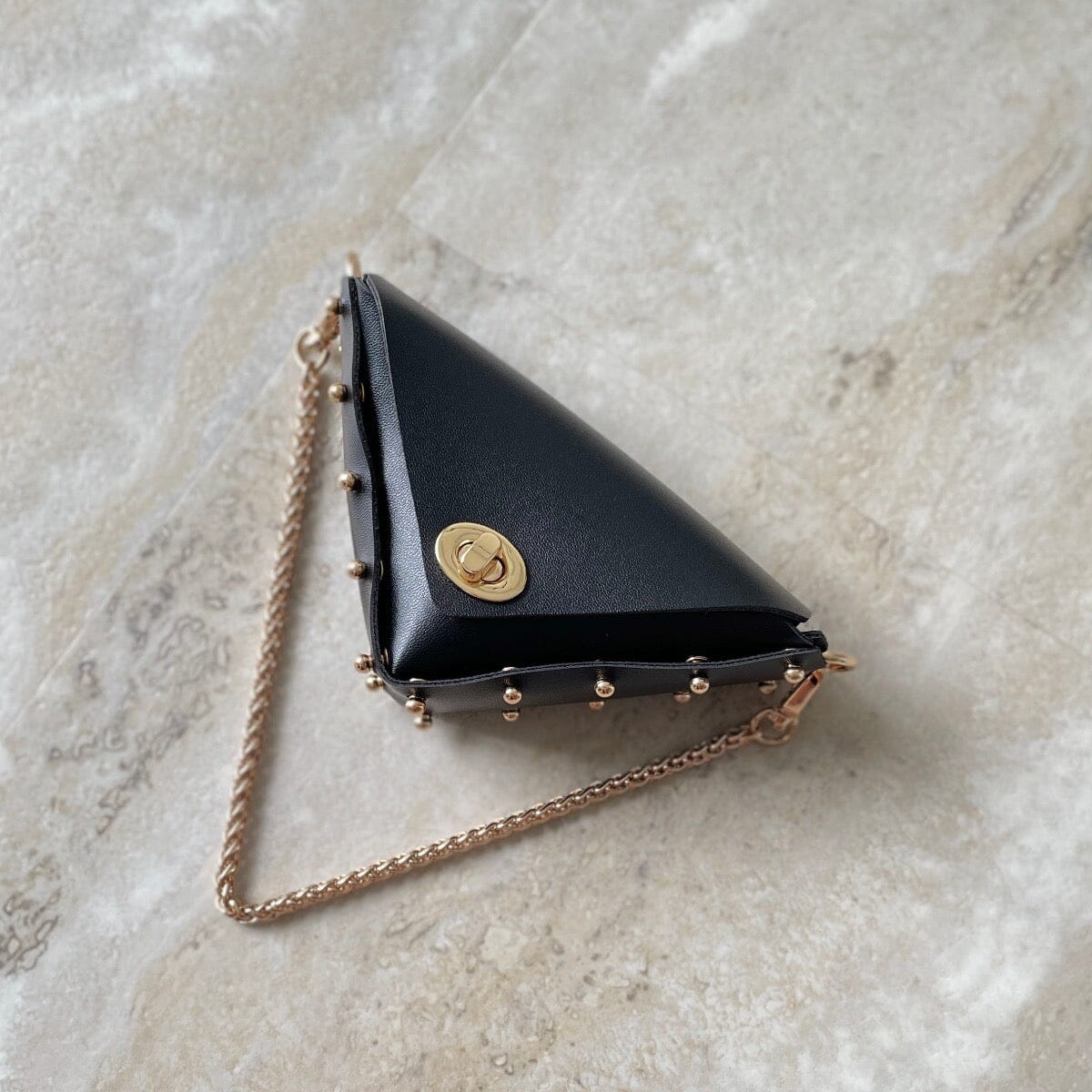 Petite triangle handcarry bag Bags LOVEFREYA Black Gold 