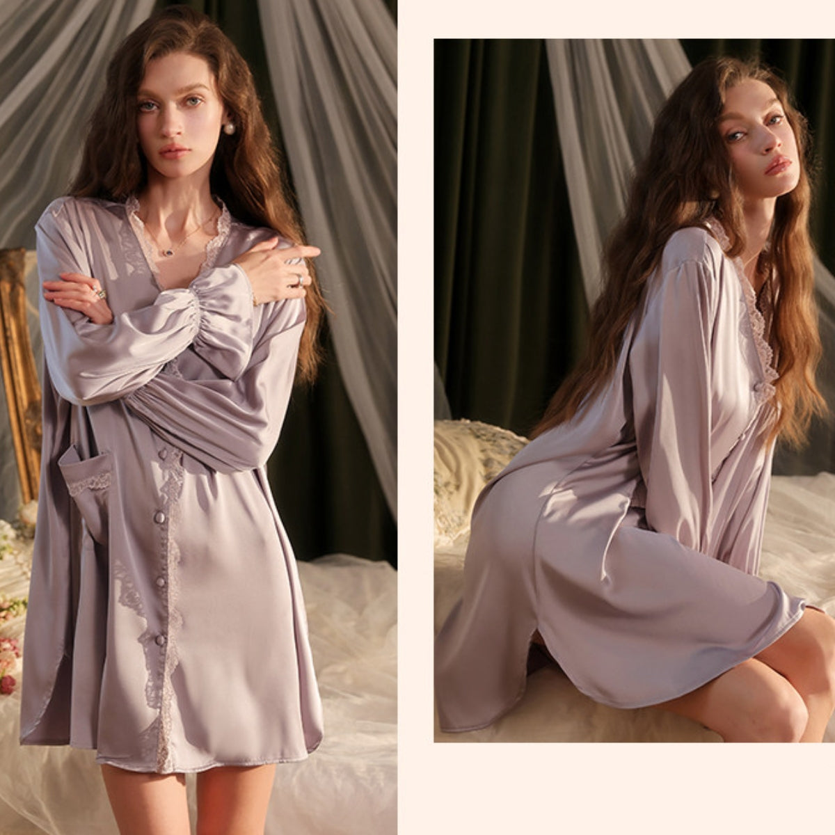 Shannen boyfriend shirt satin slip