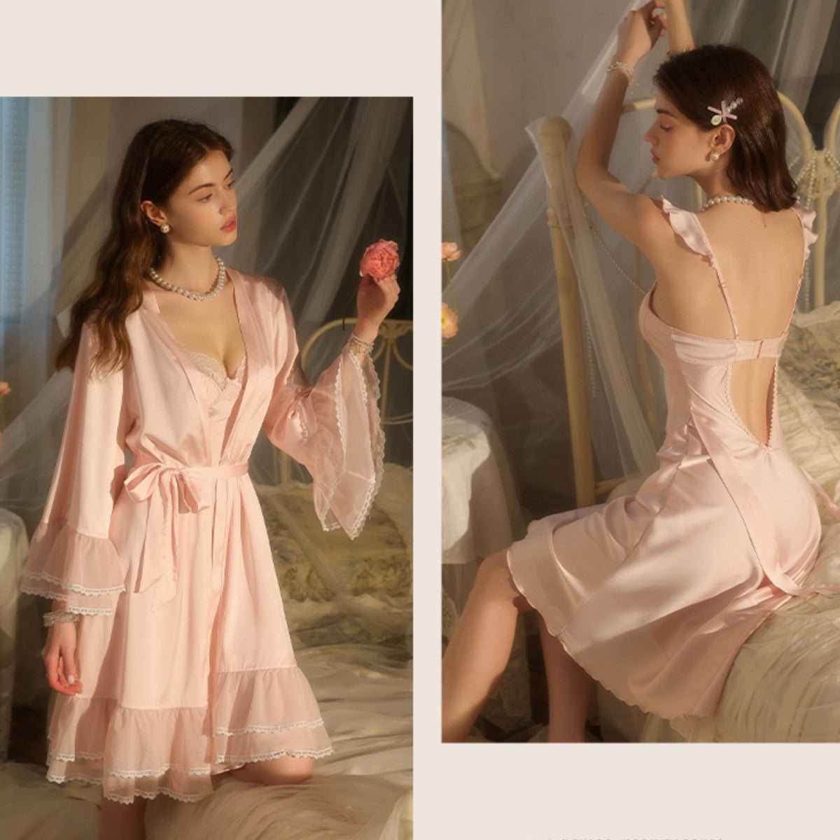 Brenna midi satin slip LOVEFREYA Small White Intimates