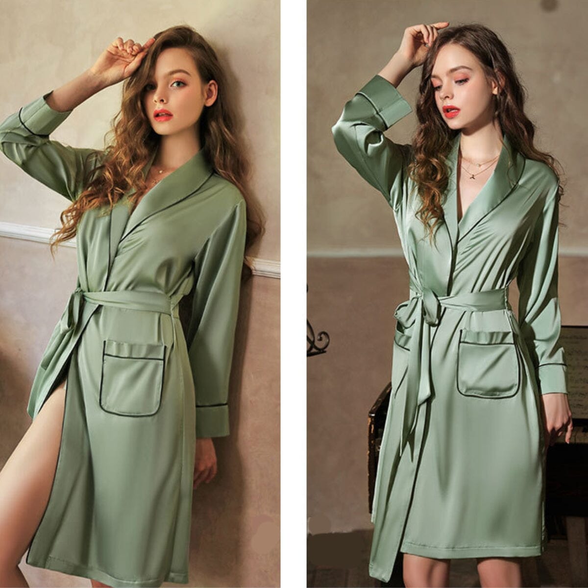 Geller satin robe Intimates LOVEFREYA Free size Avocado green Satin