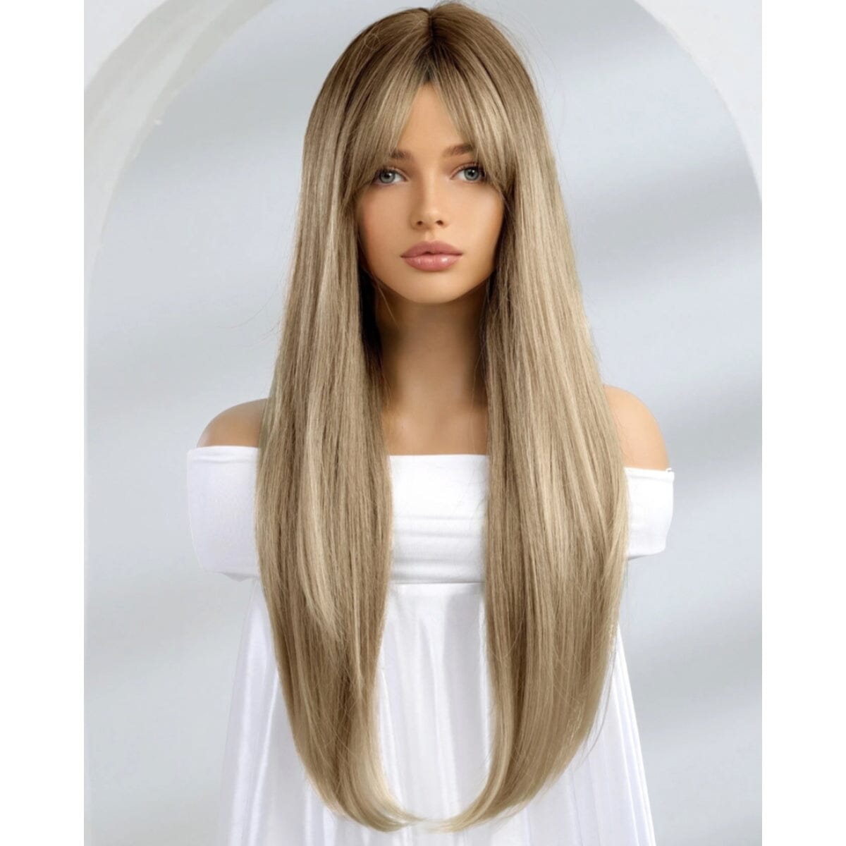 Gradient Long Straight Synthetic Wig With Bangs Accessories LOVEFREYA 