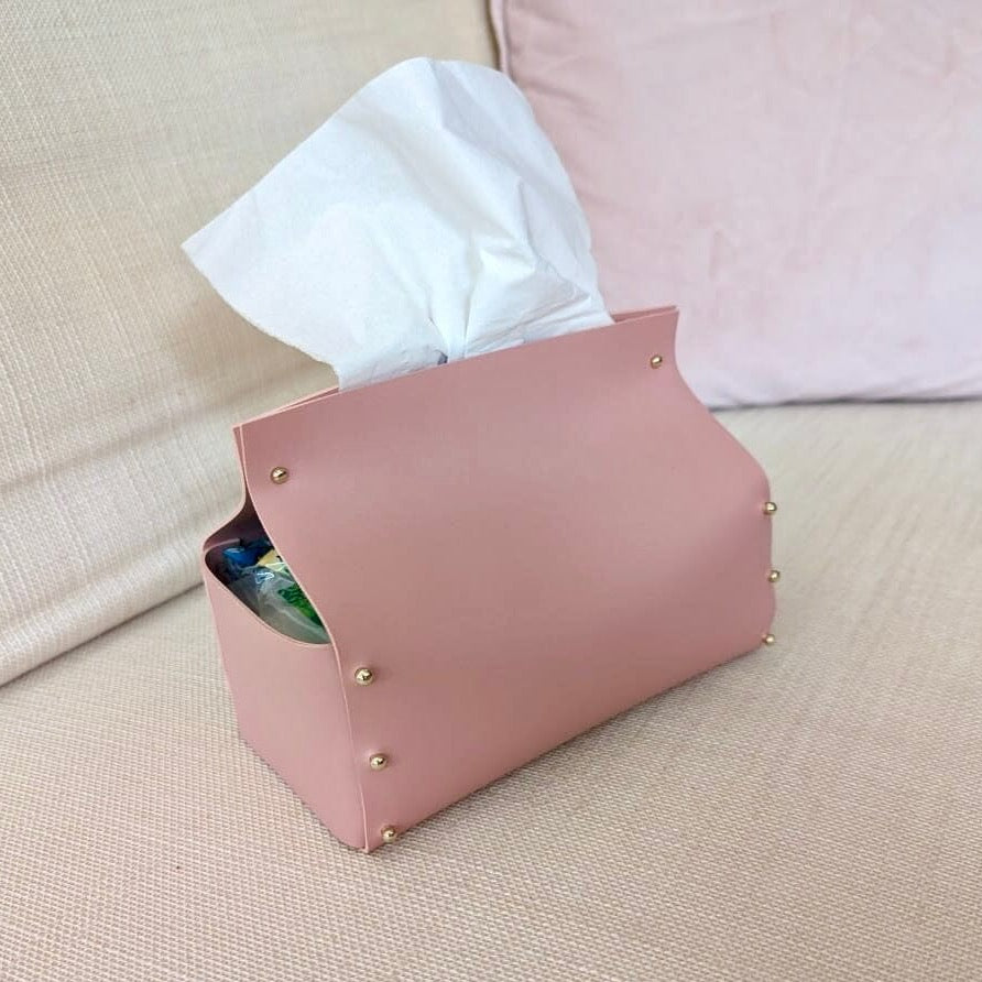 Leather Tissue Box LOVEFREYA Pink Gold 
