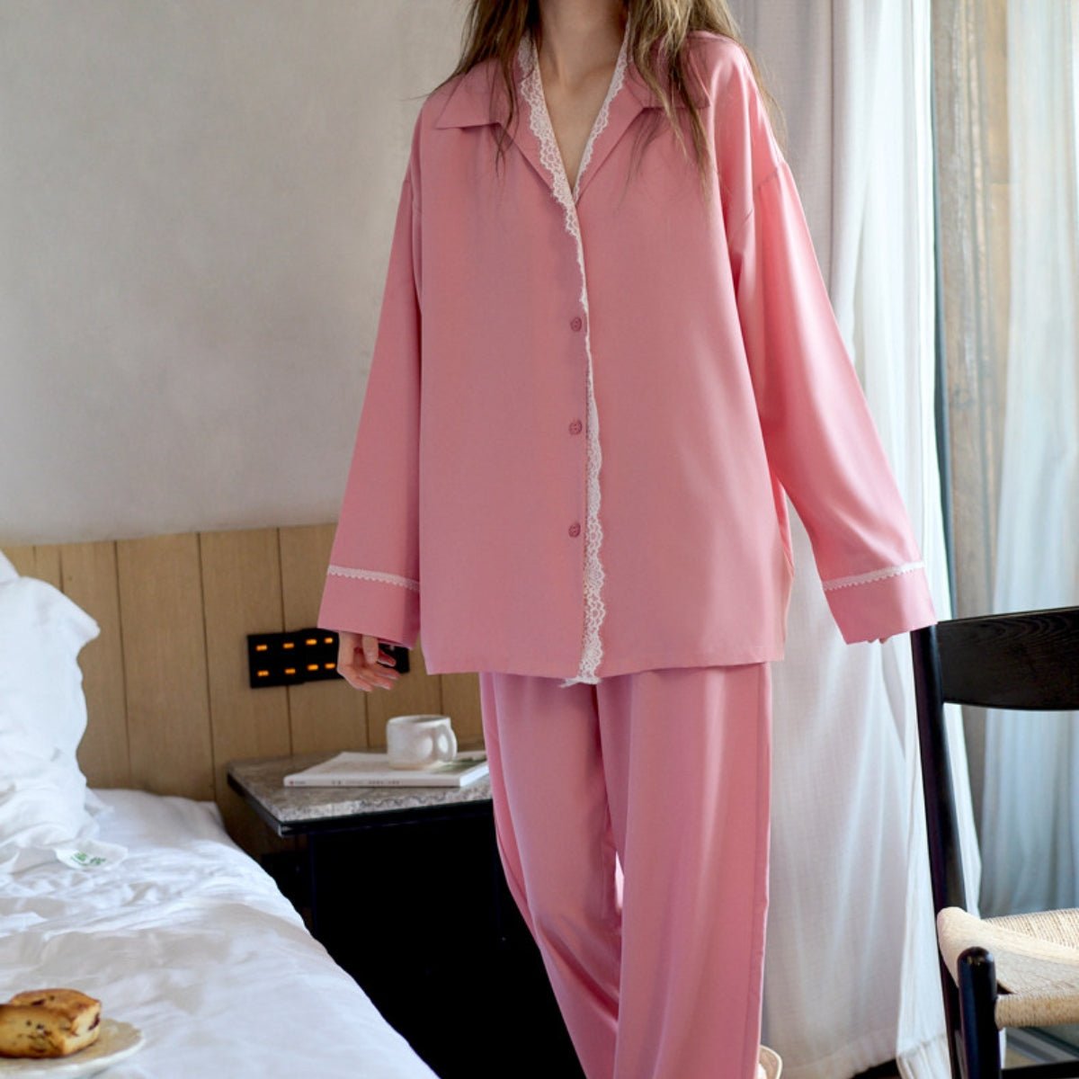 Mancy long sleeve cotton PJ Set LOVEFREYA Med Rose pink Intimates
