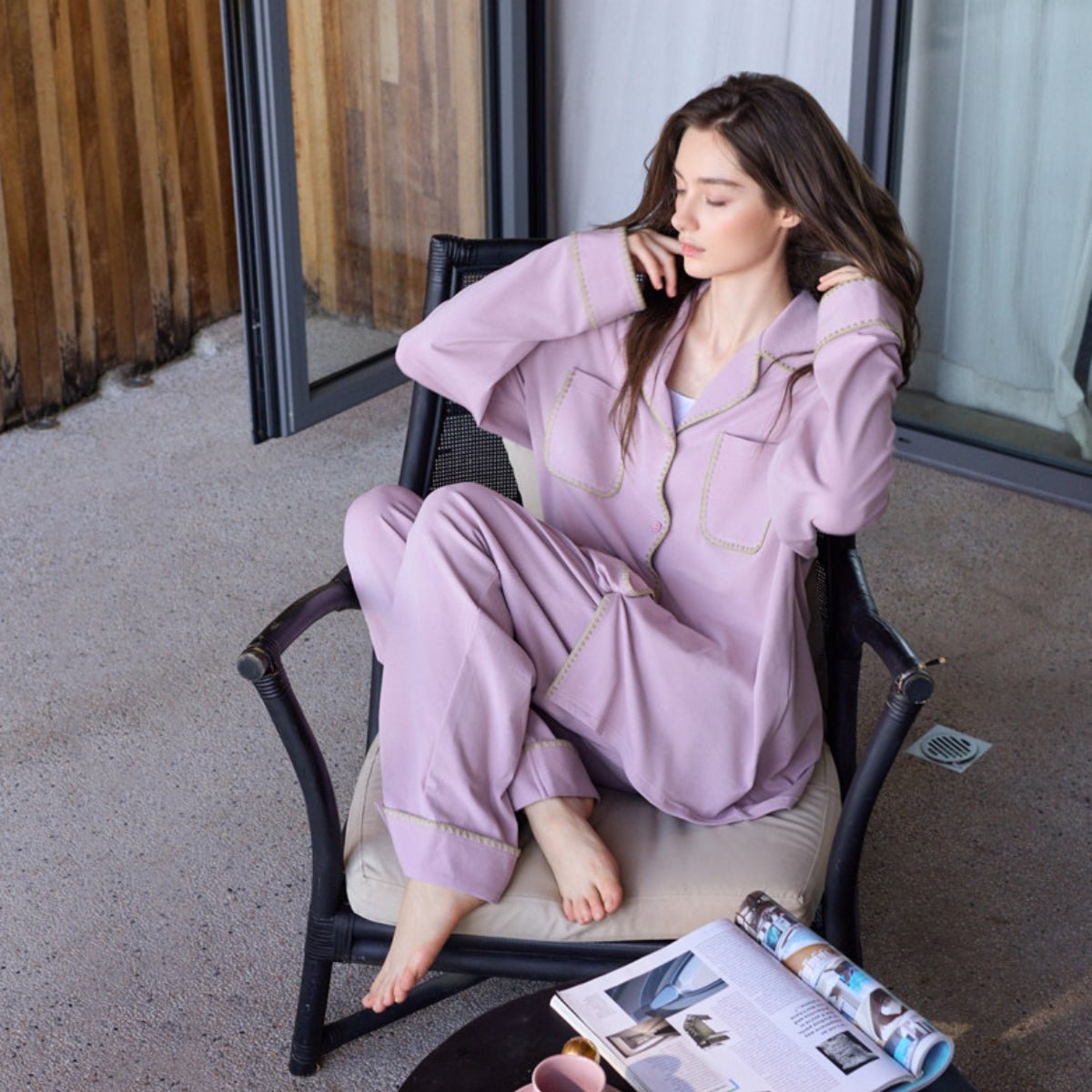 Mancy long sleeve cotton PJ Set LOVEFREYA Med Yam purple Intimates