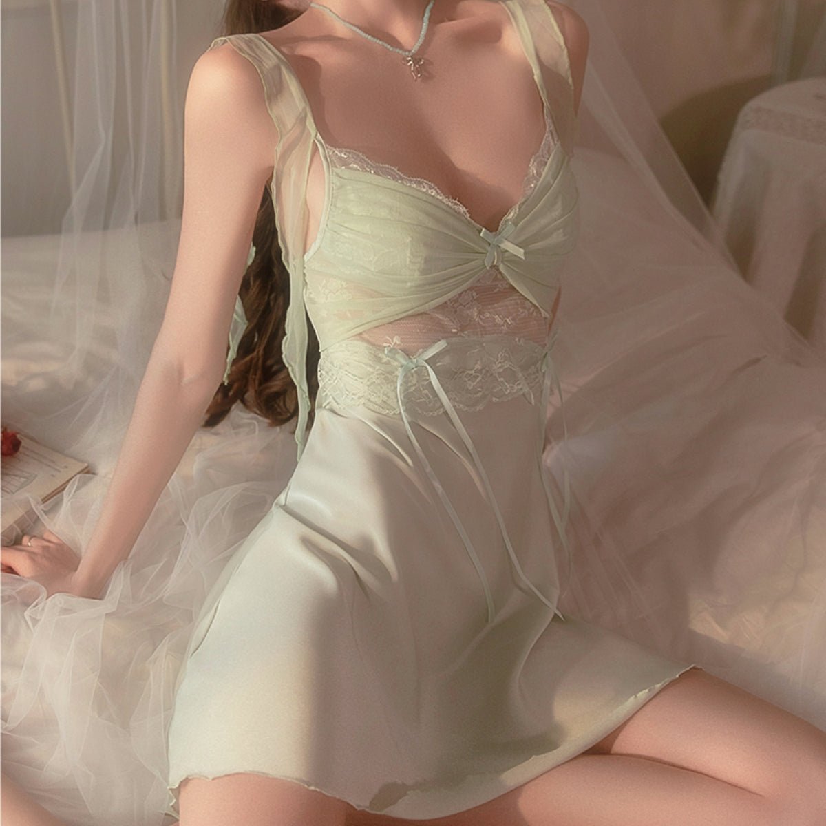 Nori mesh and satin slip LOVEFREYA Small Mint Intimates