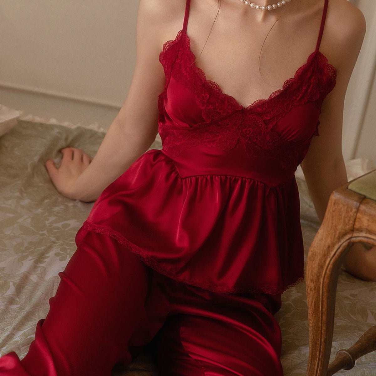 Remmie satin cardigan pj set LOVEFREYA Small Pinkish purple Intimates