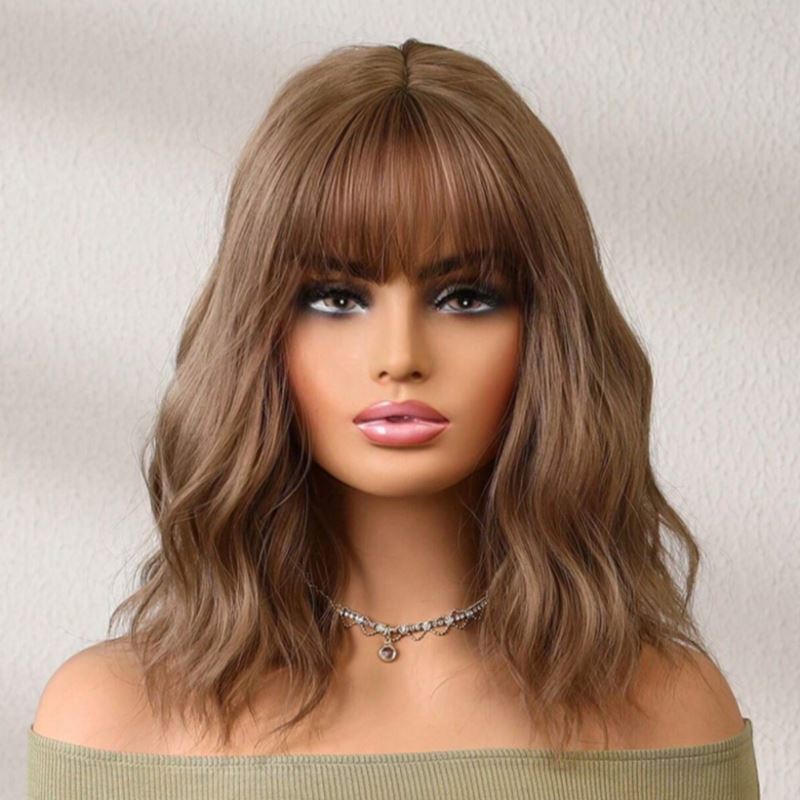Short Curly Synthetic Wig With Bangs Accessories LOVEFREYA 