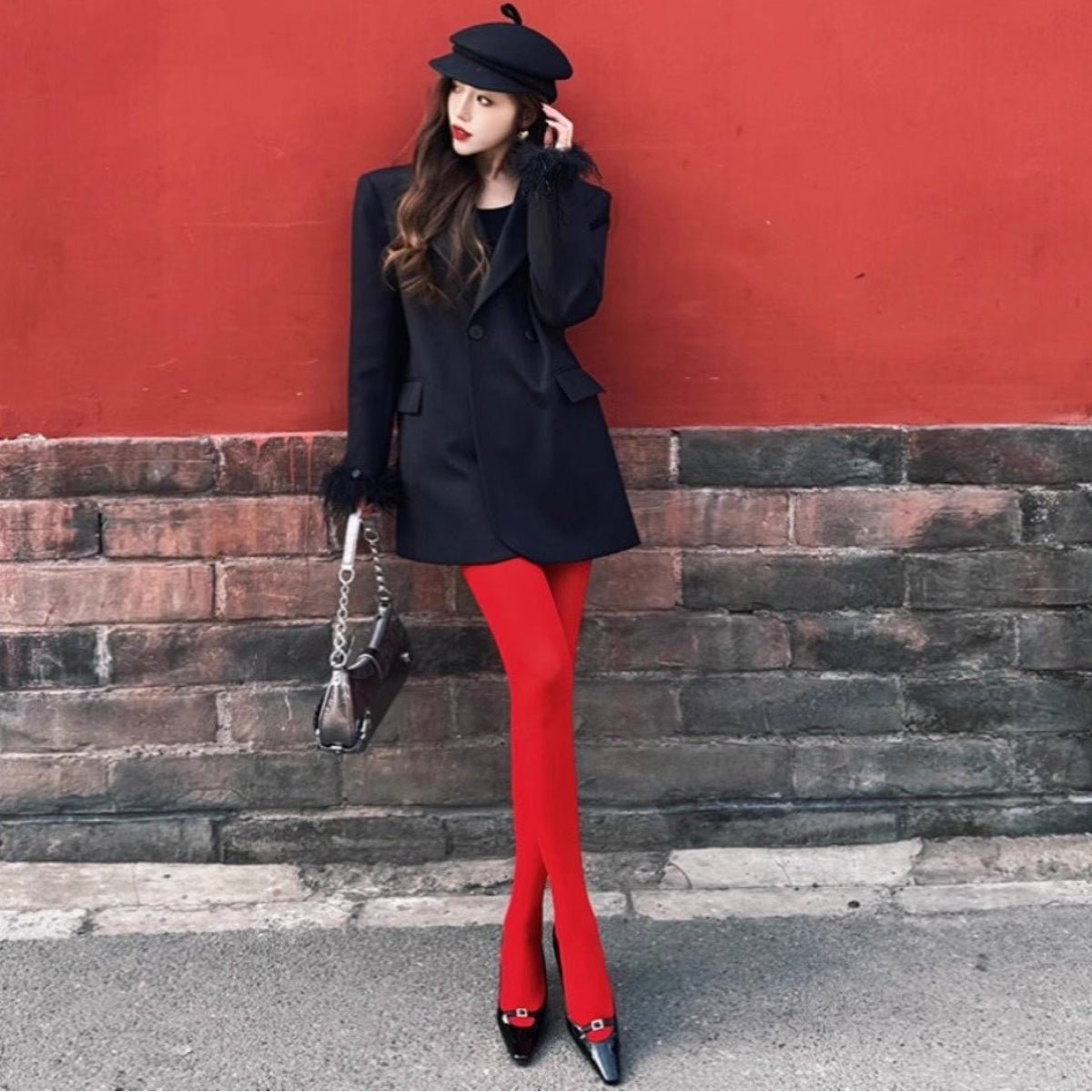Smooth semi opaque pantyhose LOVEFREYA Free size Red Accessories