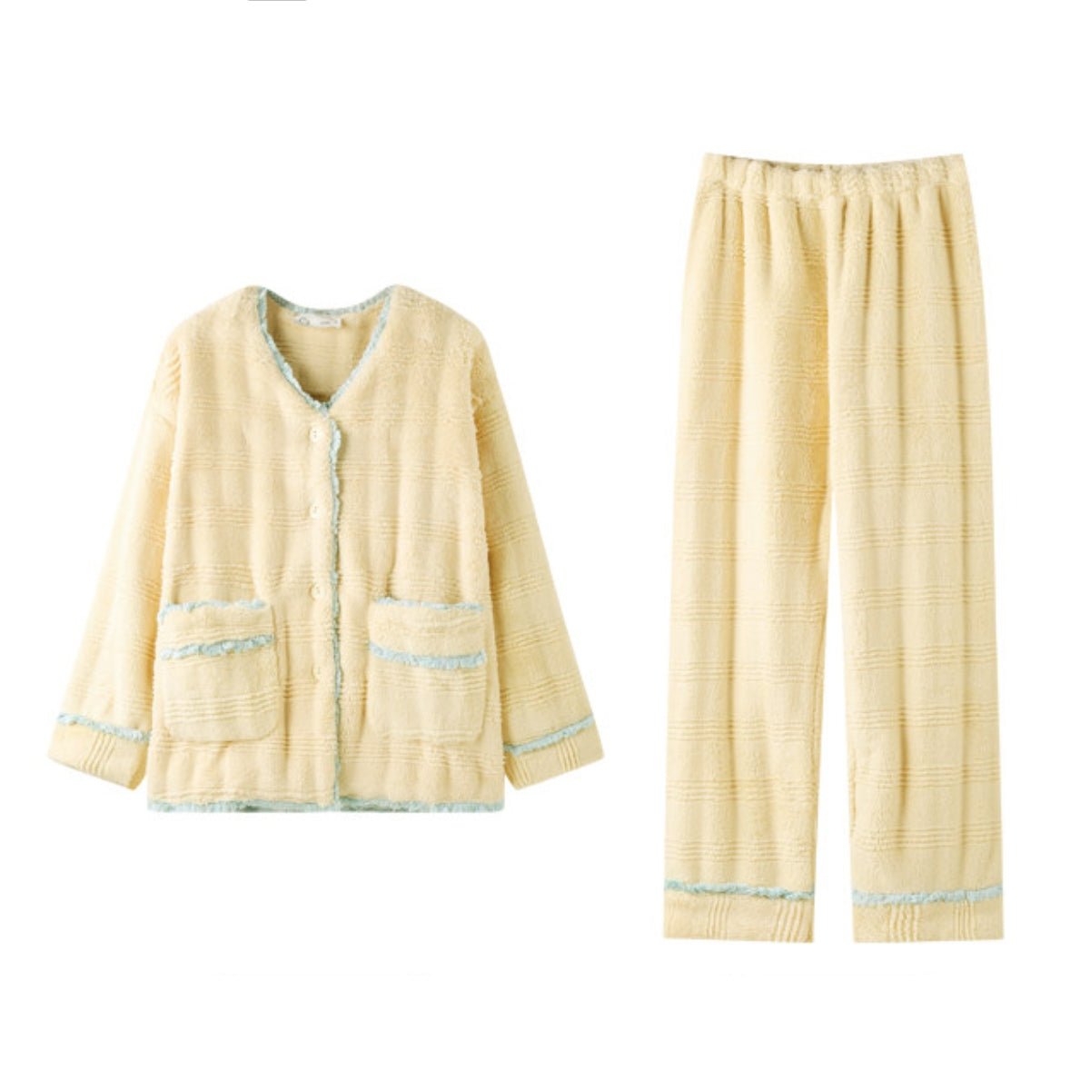 Stef long sleeve fleece PJ set LOVEFREYA Med Yellow Intimates