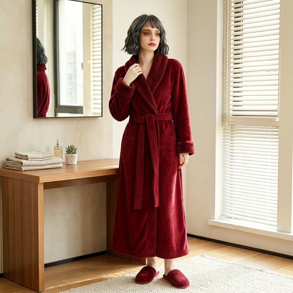 Venetia fleece robe LOVEFREYA Med Wine Intimates