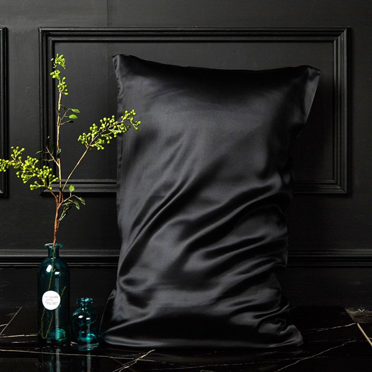 100% natural mulberry silk pillowcase set Accessories LOVEFREYA 48 x 74 Black 