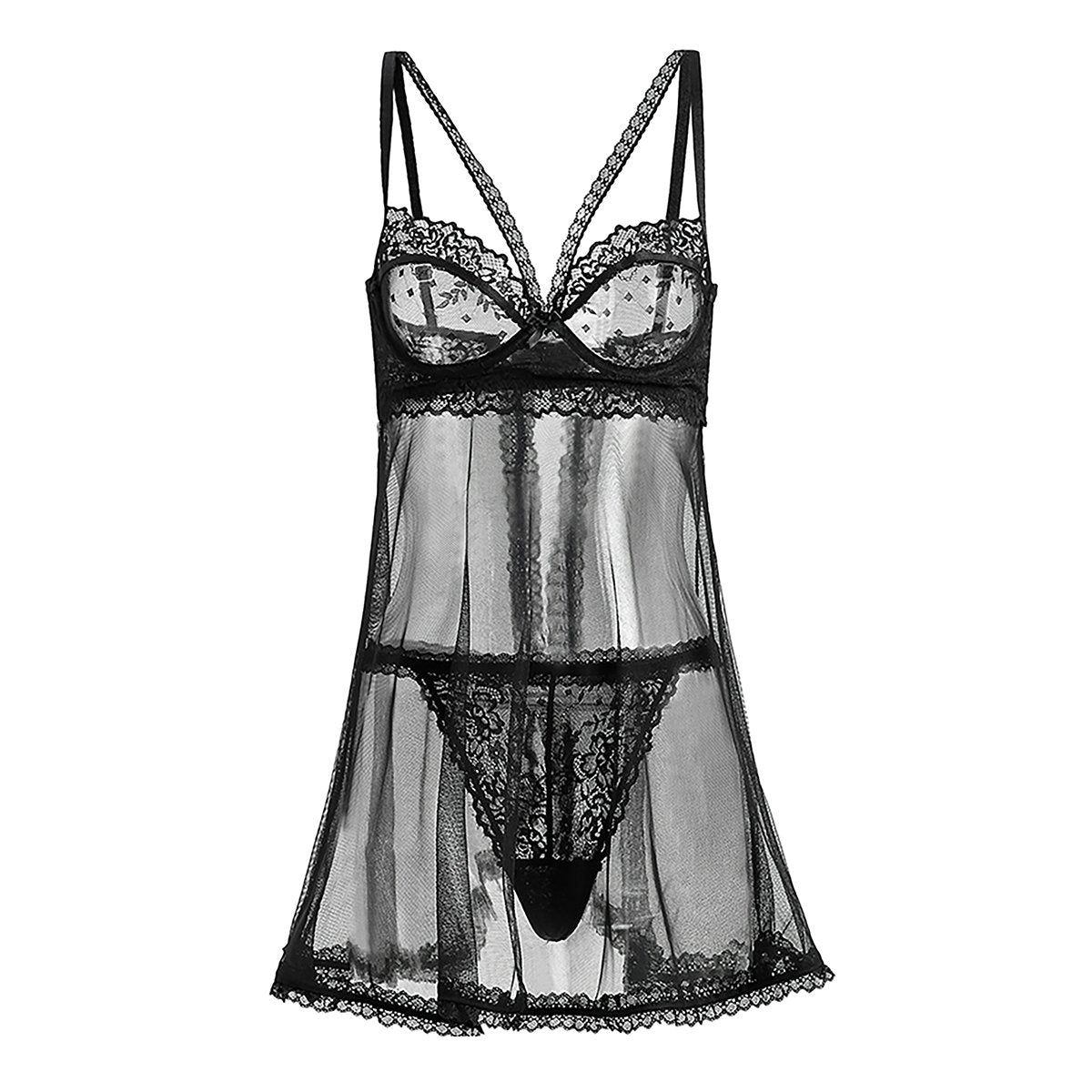 Abbie mesh babydoll set LOVEFREYA Free size Black Intimates
